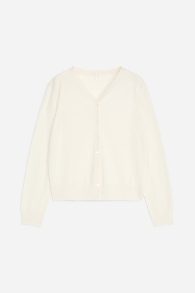 Cardigan in lana merino - Bianco sporco/Nero - 1