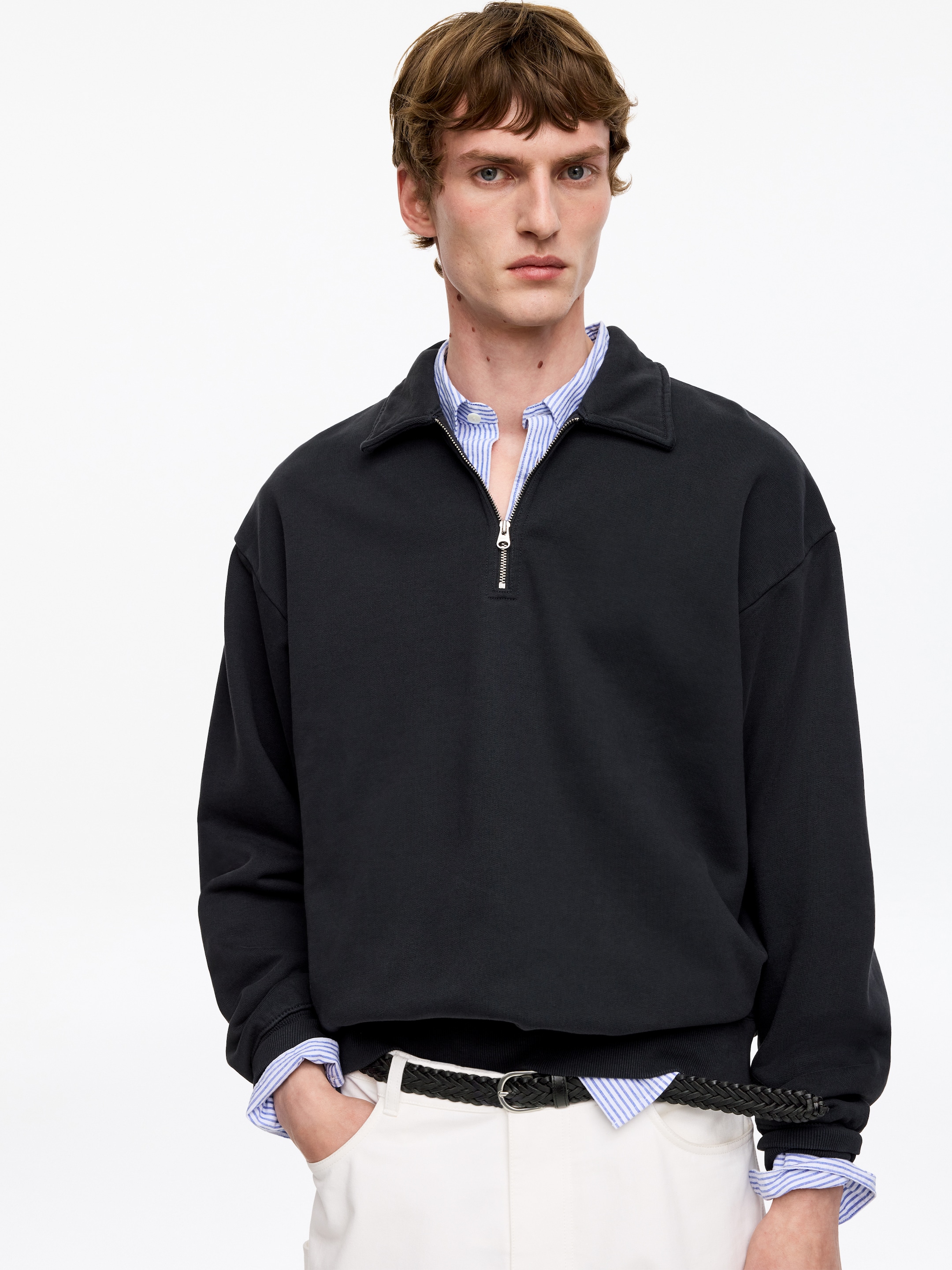 Pleciony skórzany pasek - Czarny - Men - StillMedia/Lookbook - 5