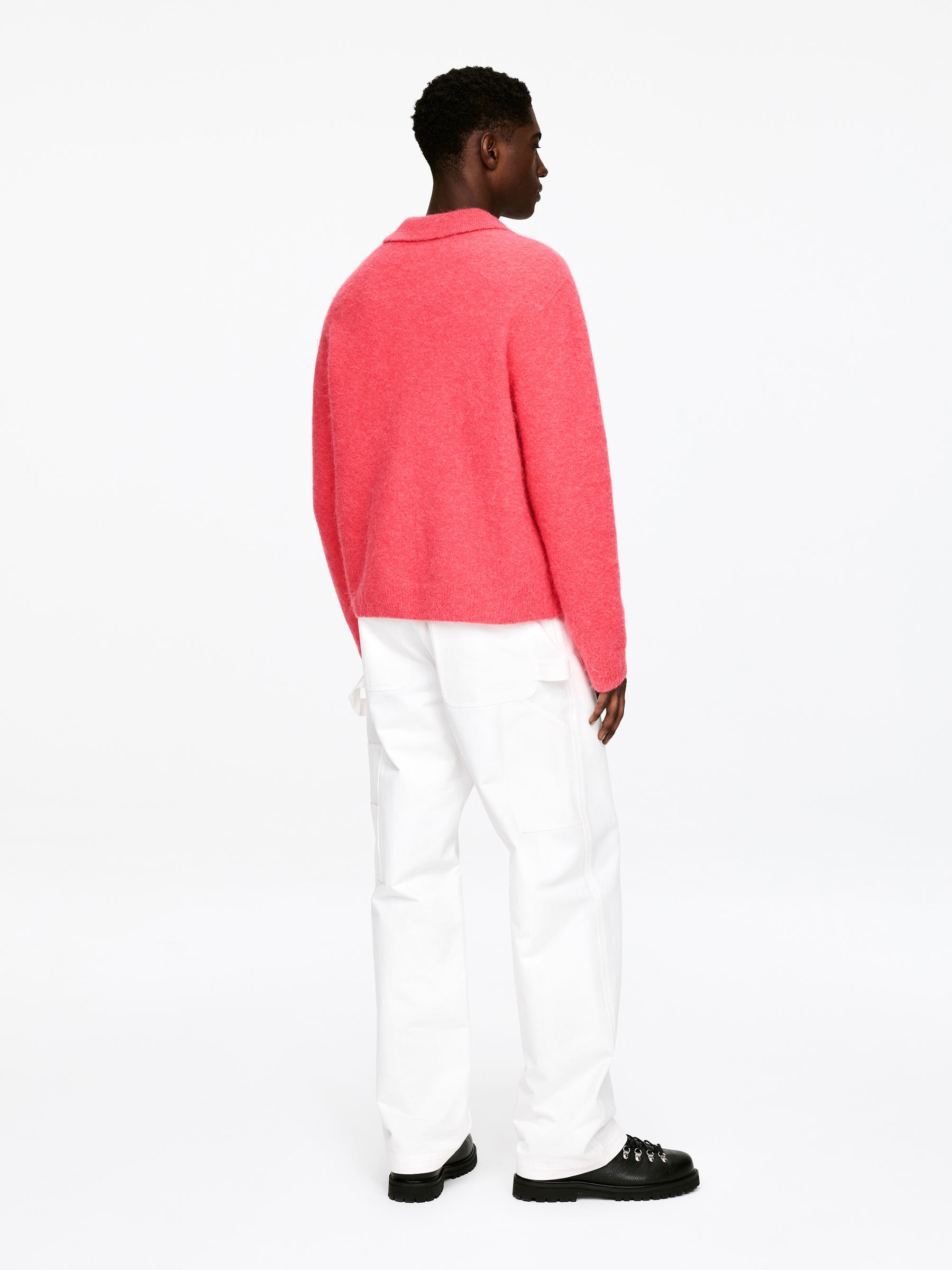 Alpaca Wool Blend Polo Shirt - Pink - Loose fit - Men - StillMedia/Lookbook - 5