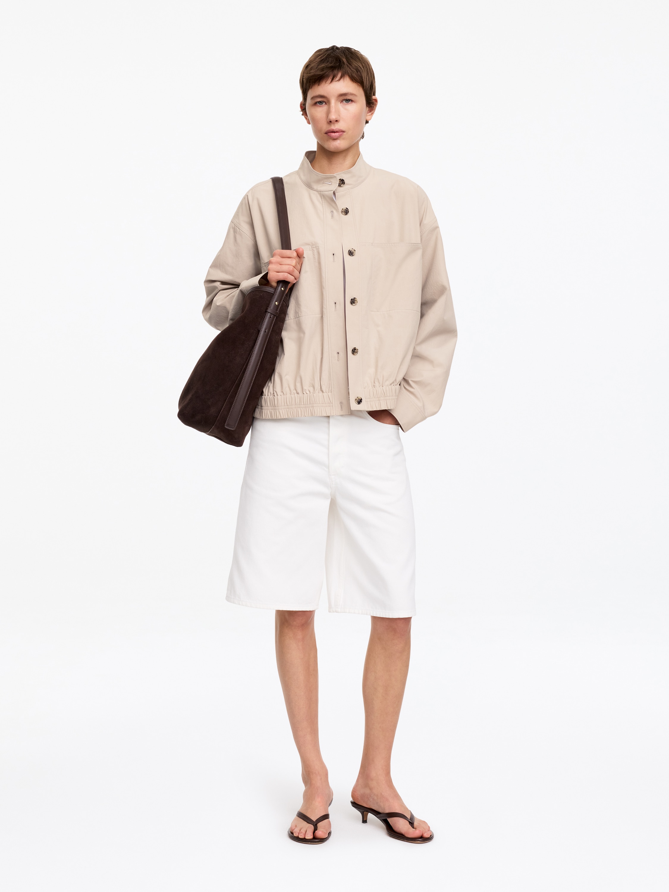 Sobrecamisa de algodón pima - Beige
