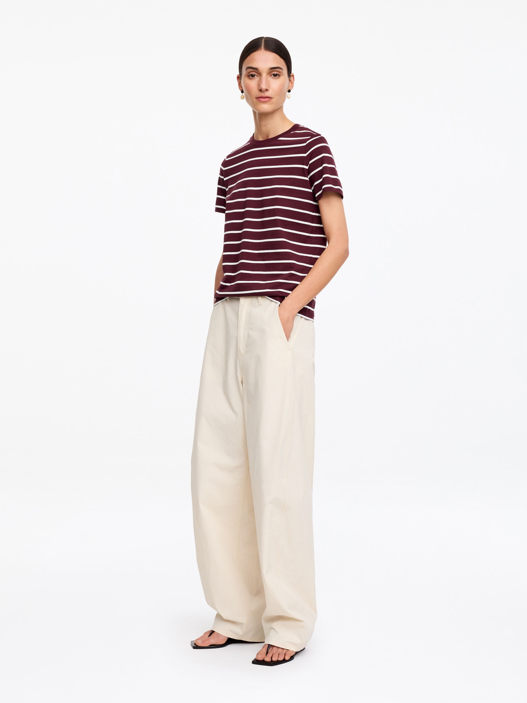 T-shirt signature à manches courtes - Bordeaux/Blanc - Regular fit - Femme - StillMedia/Lookbook - 2