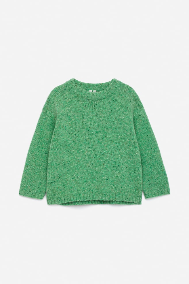Sweter z przędzy neps z wełną - Zielony/Niebieski - 1