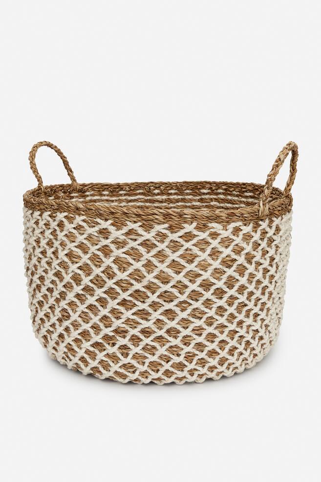 Grand panier de rangement - Beige/Blanc cassé - 1