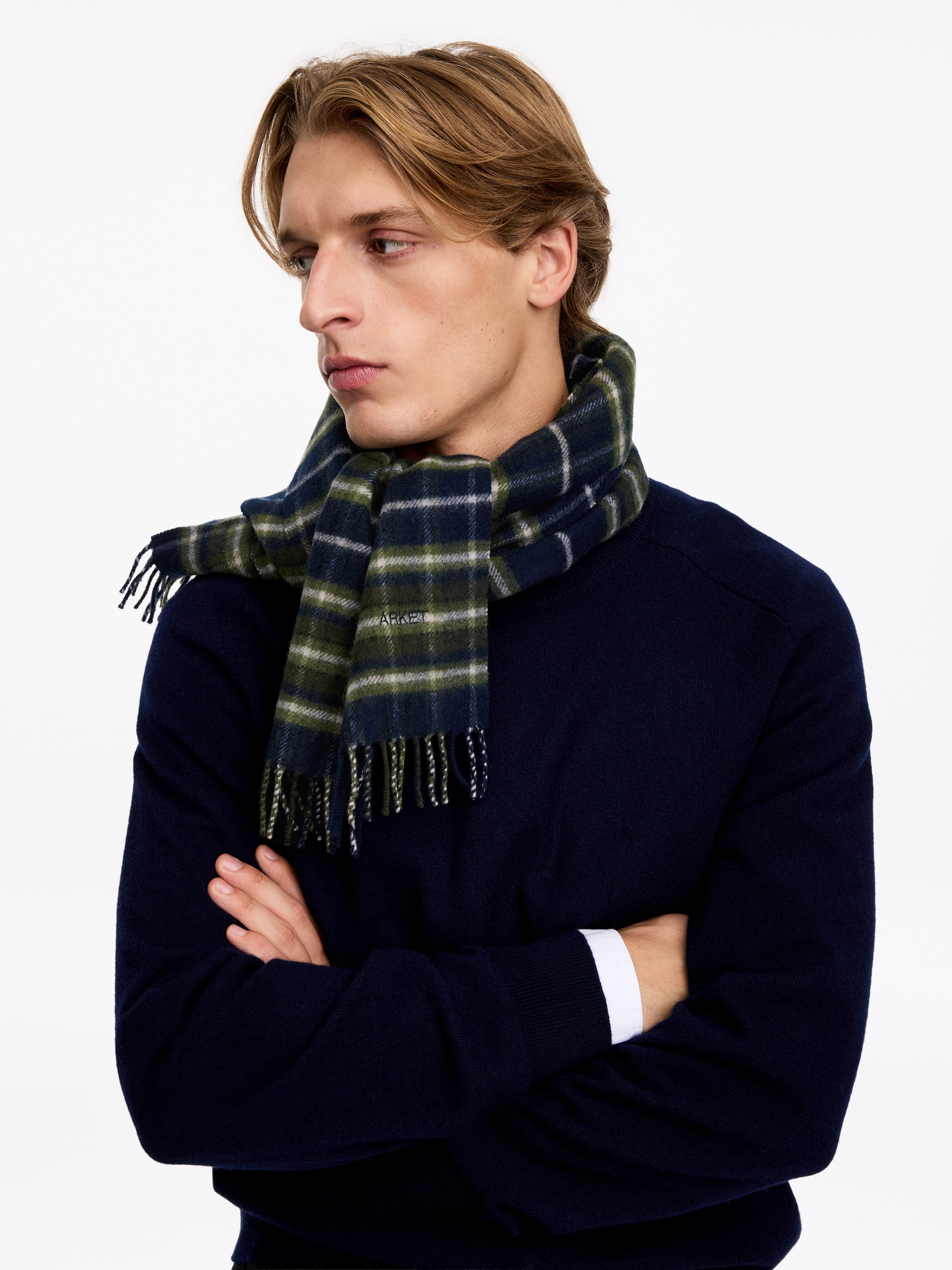 Checked Wool Scarf - Blue - men - StillMedia/Lookbook - 3