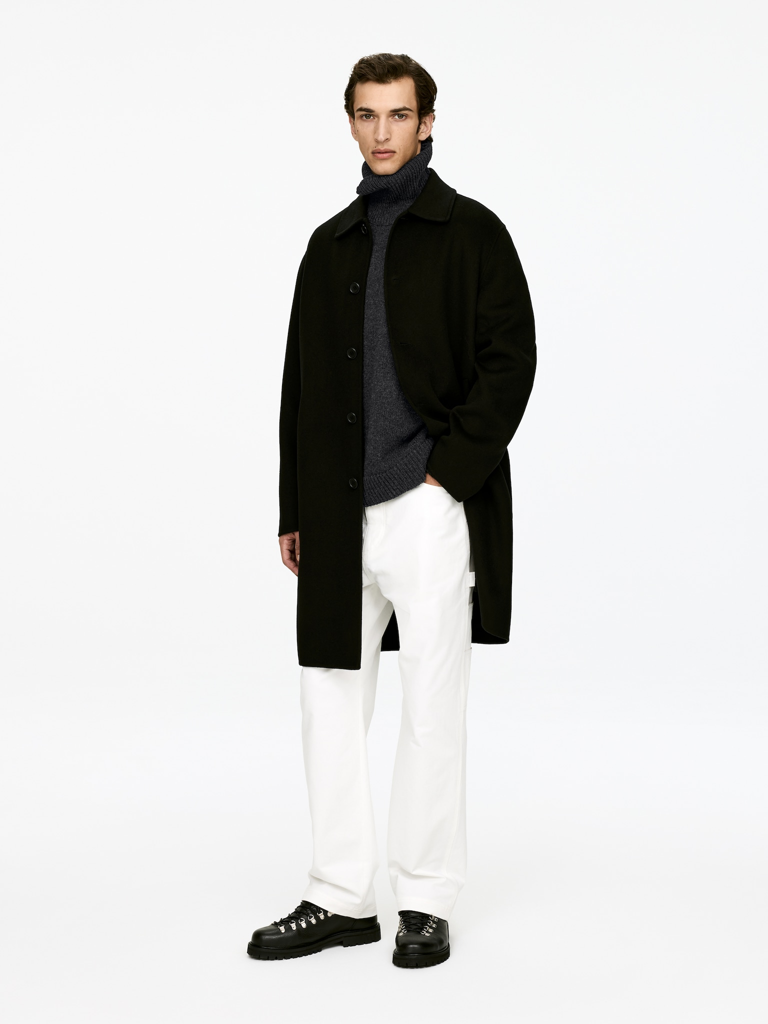 Pull col roulé en laine - gris/Beige - 3