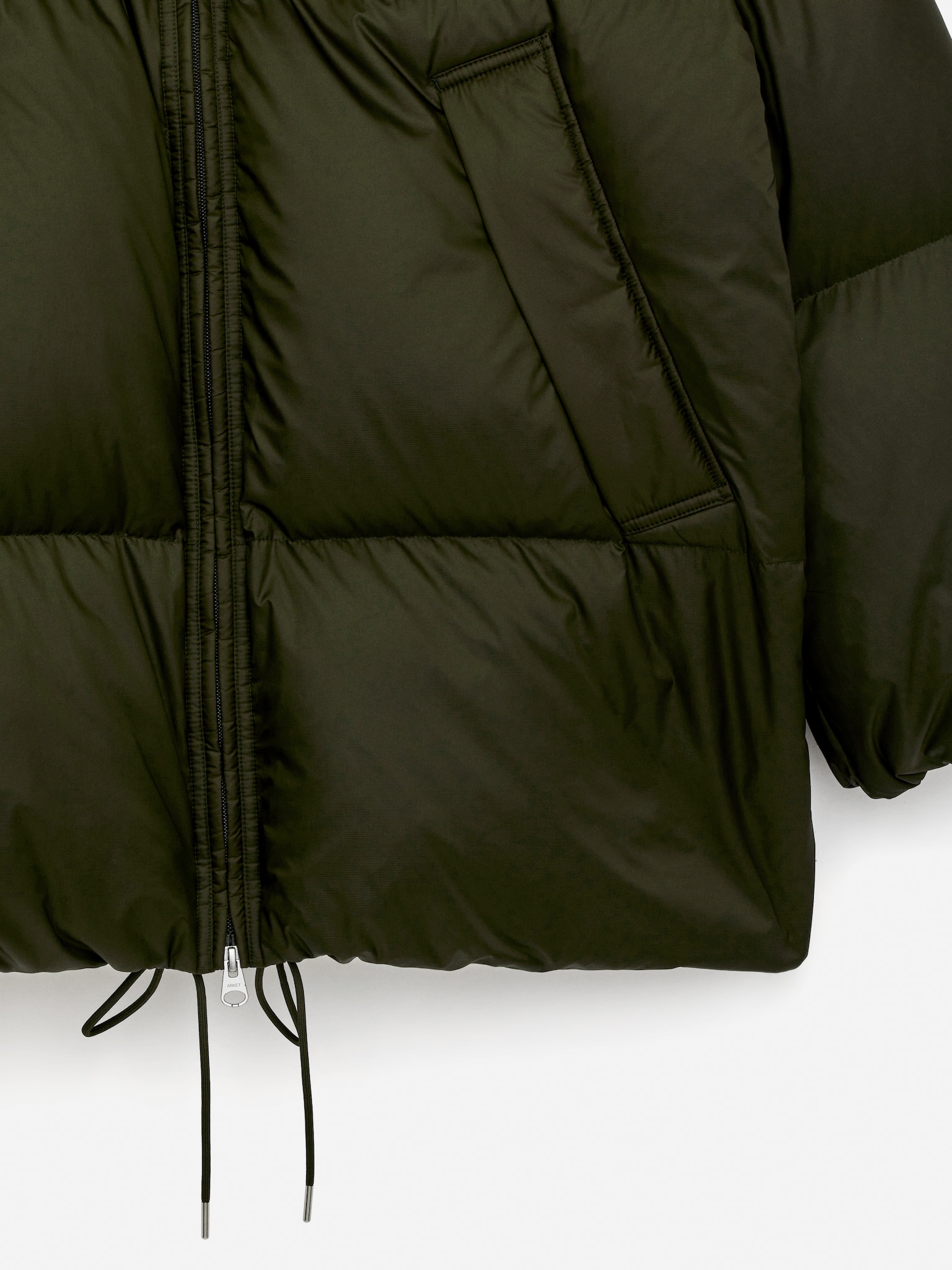 Upcycled Down Puffer Jacket - Dark Green/Dark Brown - 6