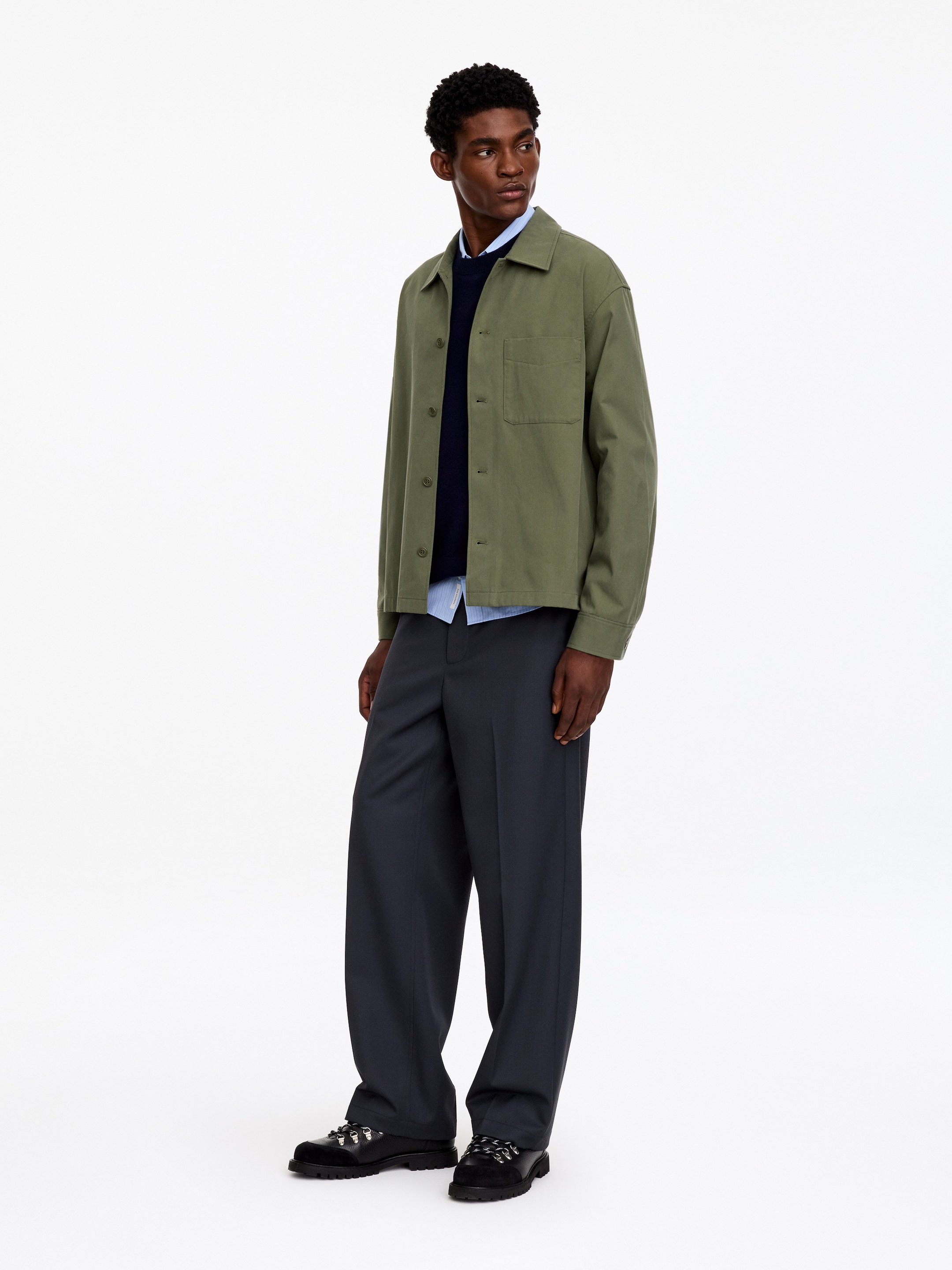 Bawełniana koszula wierzchnia - Zielony khaki - Fason normalny - men - StillMedia/Lookbook - 5