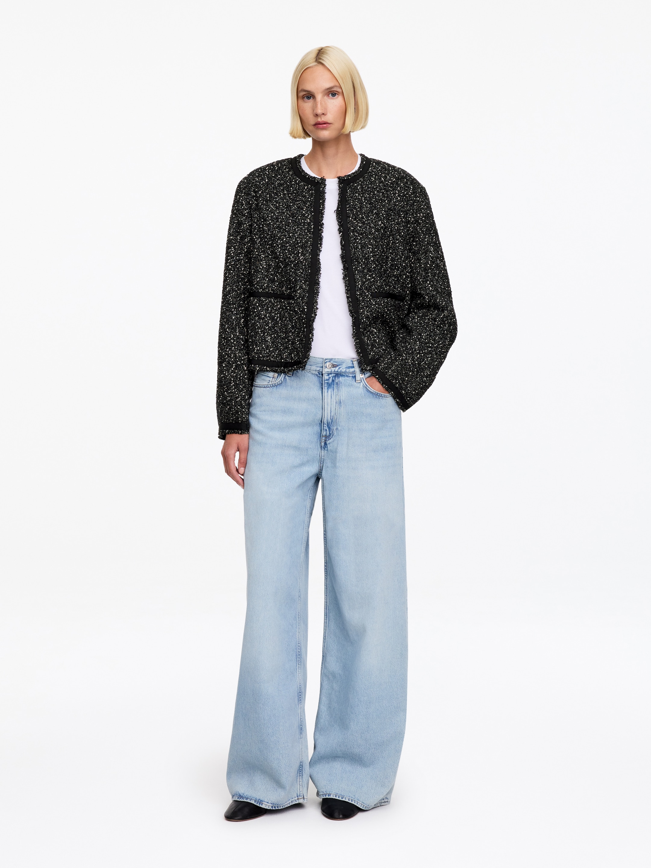 Bouclé Jacket-Black-20561