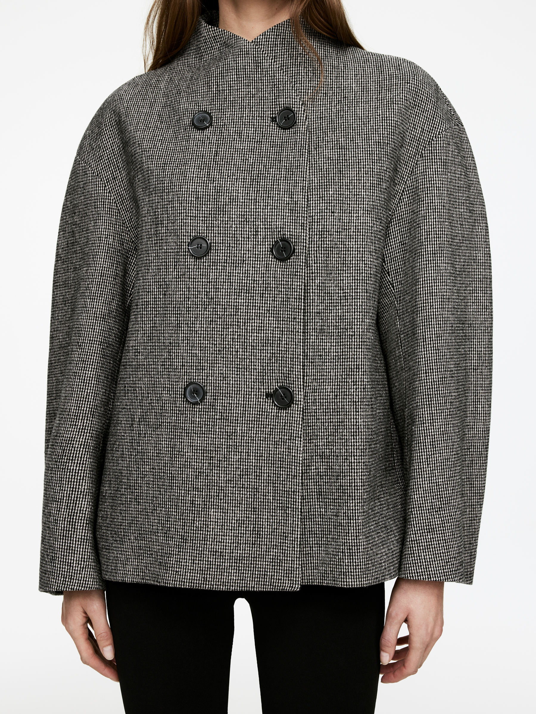 Shawl-Collar Wool Jacket - Grey - Oversized - Women - StillMedia/Lookbook - 18