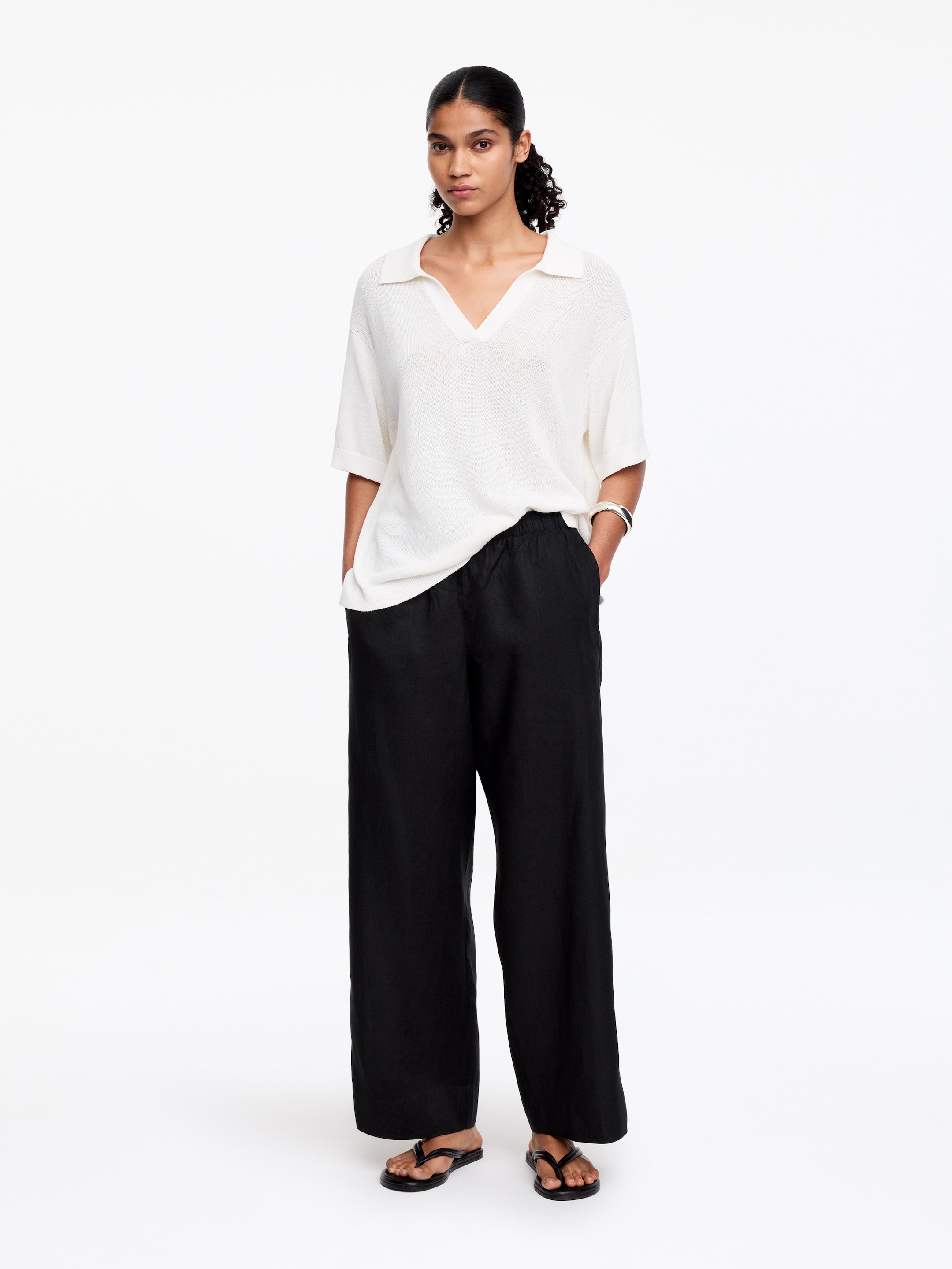 Linen Trousers - Black - Relaxed fit - Women - StillMedia/Lookbook - 7