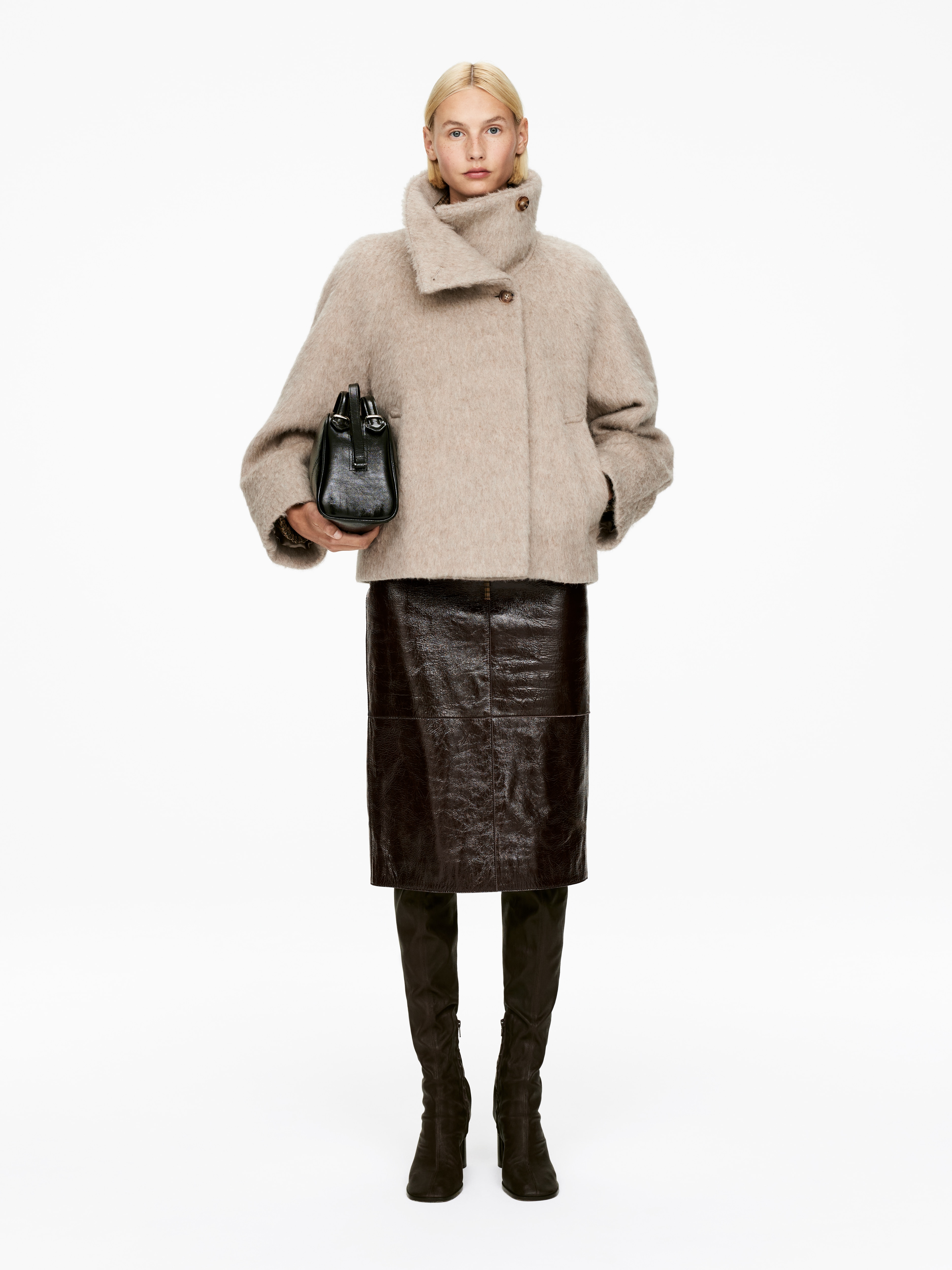 Jakke med trakthals i ull-alpakkablanding - Mole