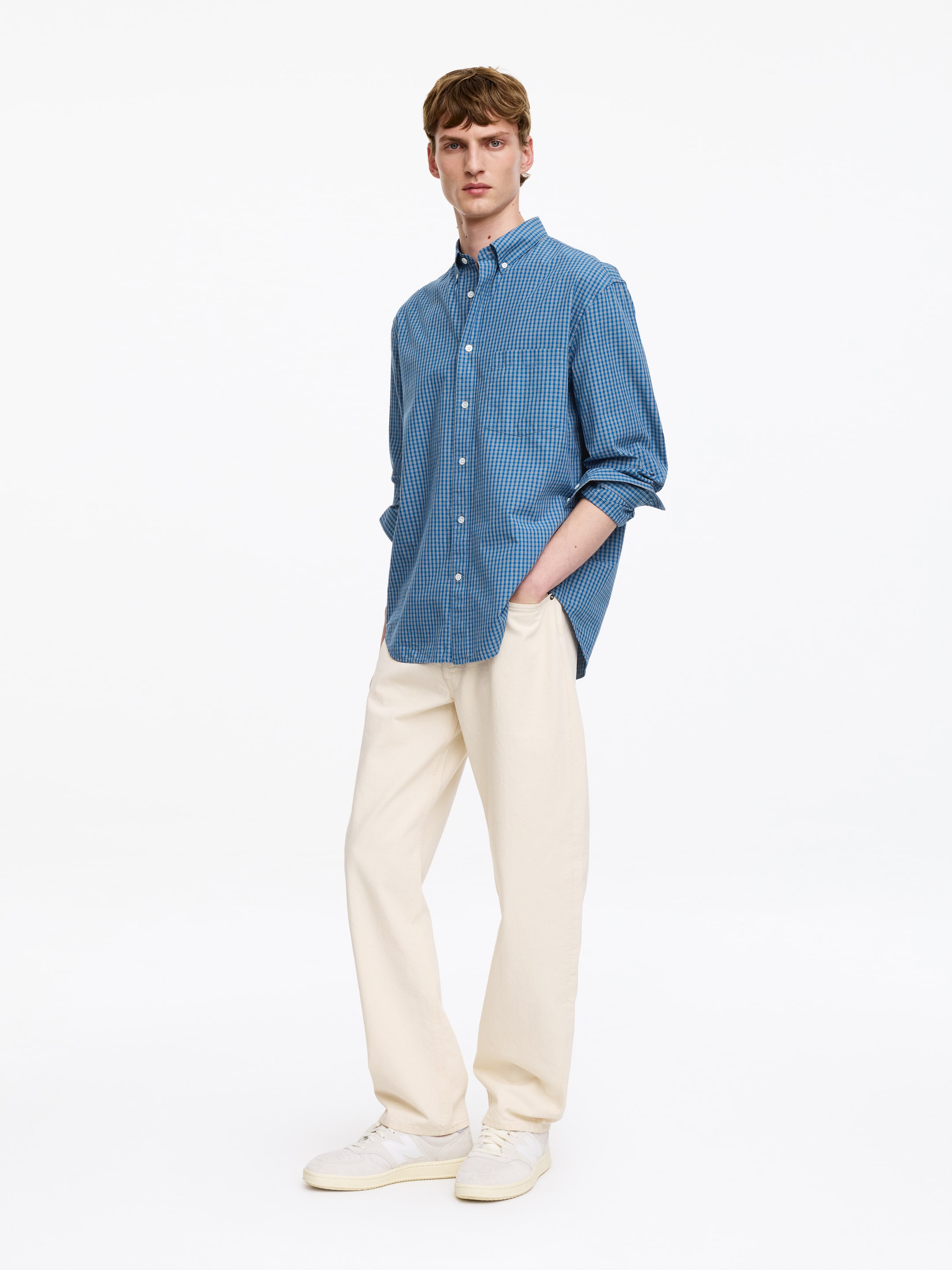 Chemise décontractée en coton - Bleu/Carreaux - Regular fit - men - StillMedia/Lookbook - 3
