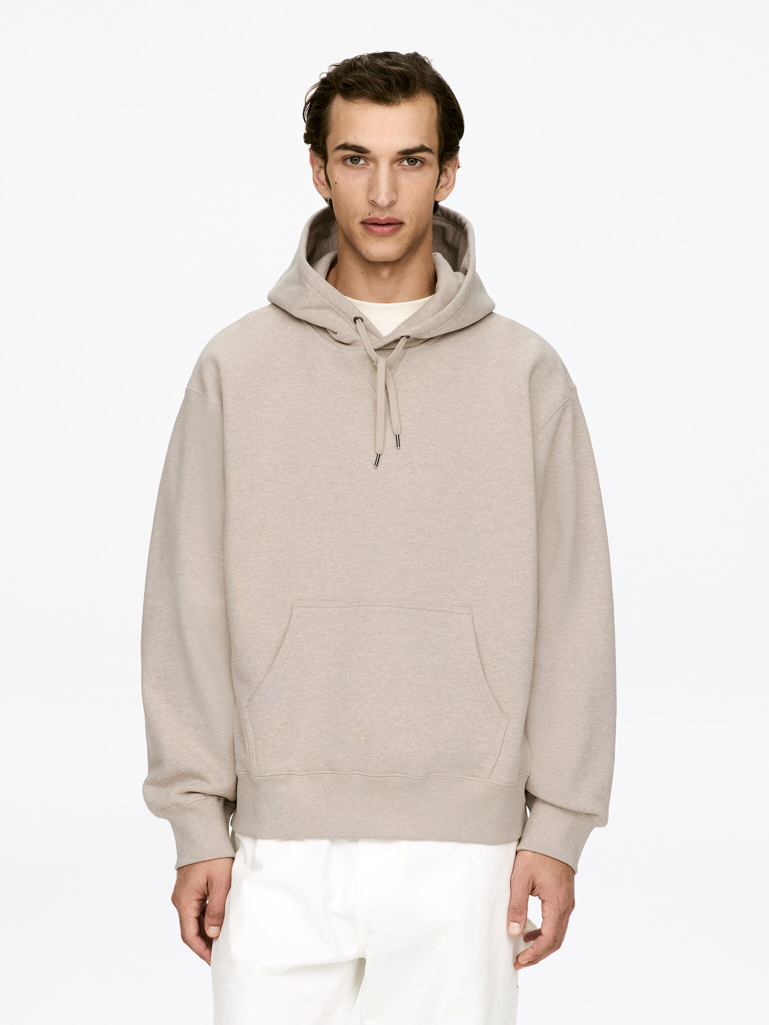 Felpa con cappuccio - Beige chiaro mélange