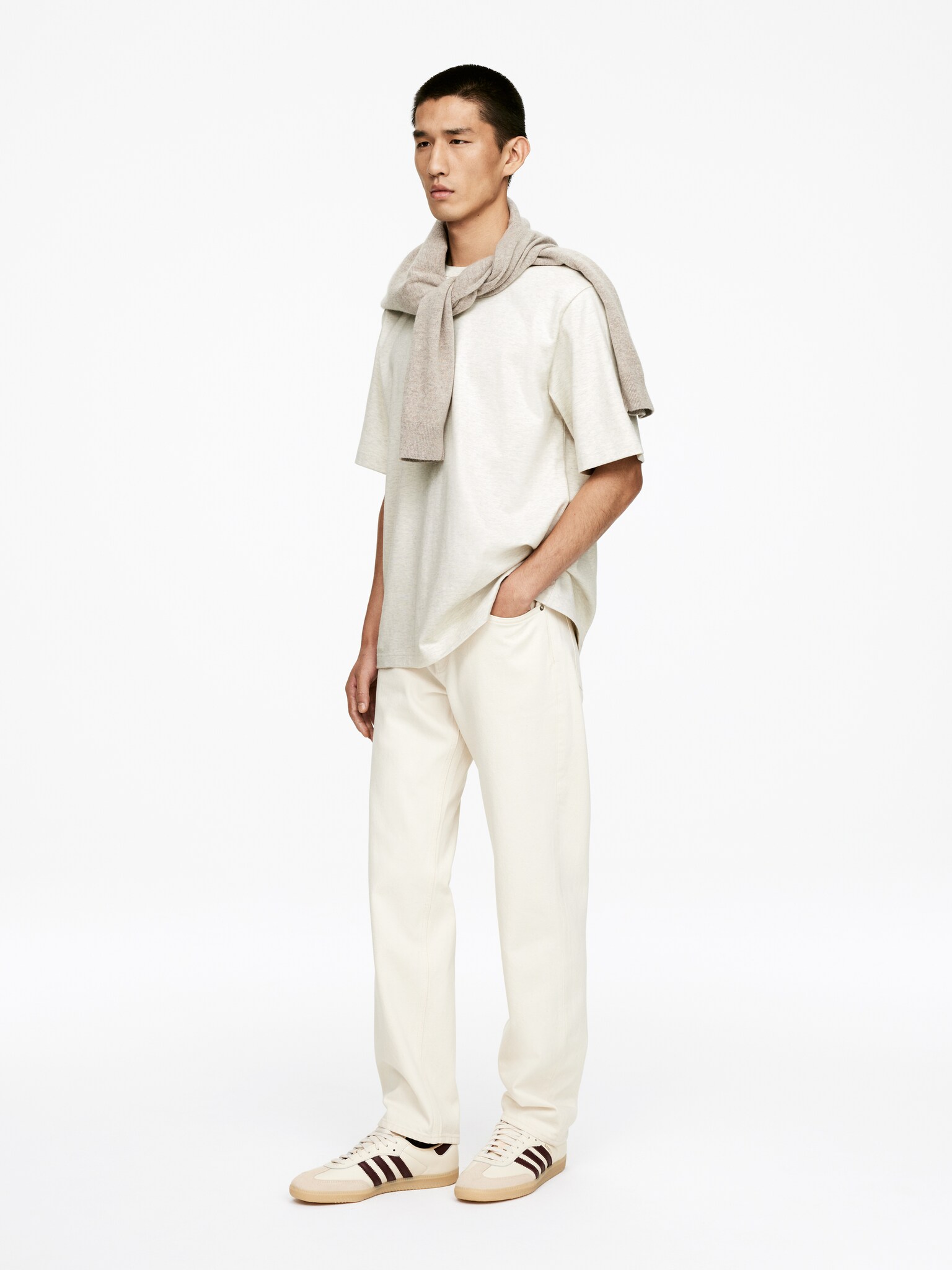 T-shirt oversize 270 g/m² - Avoine/Noir/Blanc/Bleu foncé - 4