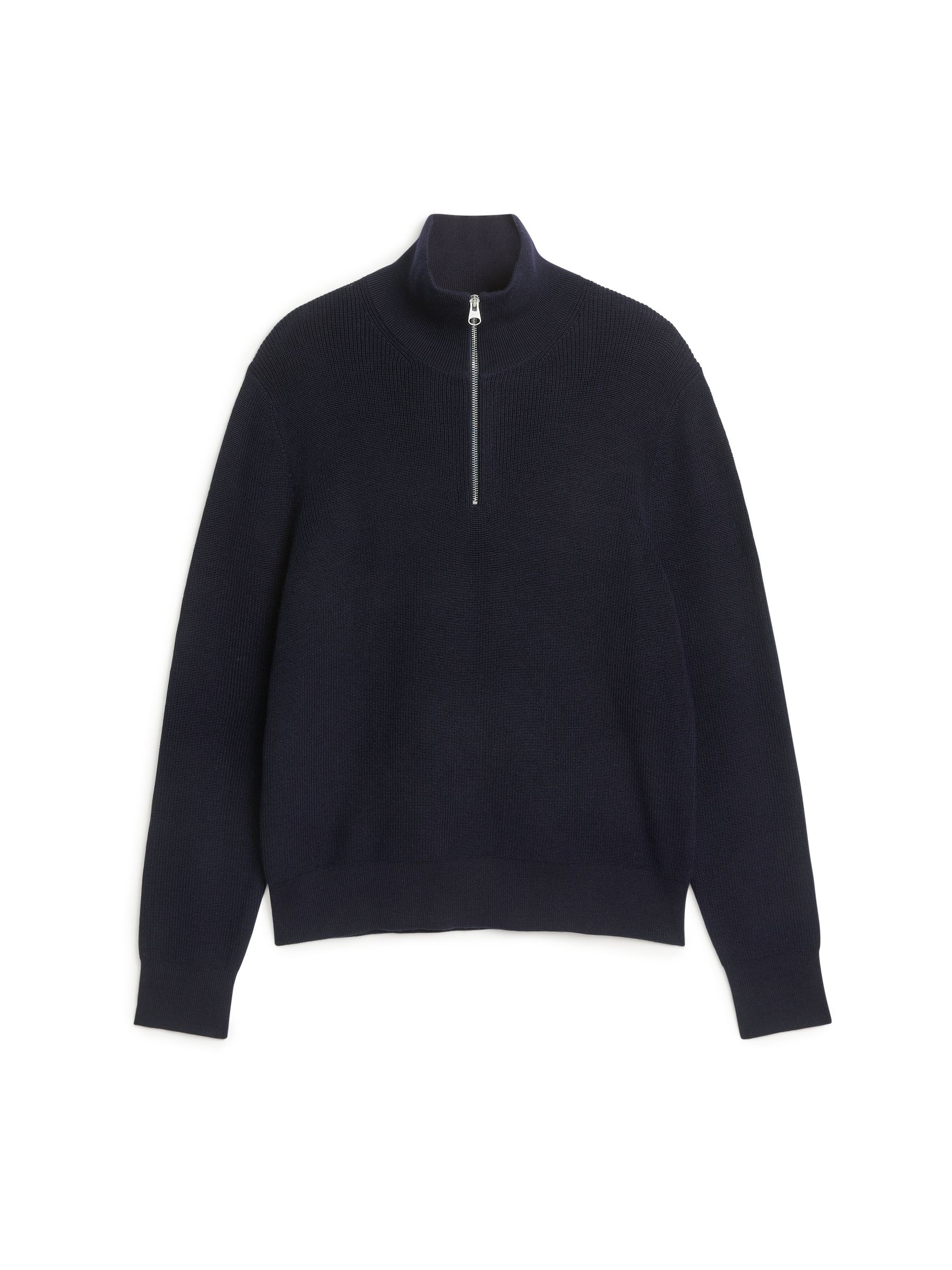 Wool & Cotton Half Zip Jumper - Dark Blue - Regular fit - Men - StillMedia/DescriptiveStillLife - 14