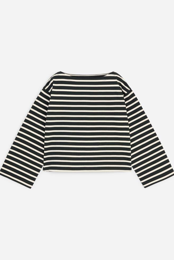 Striped Boat-Neck Top - Black/Dusty blue - 1