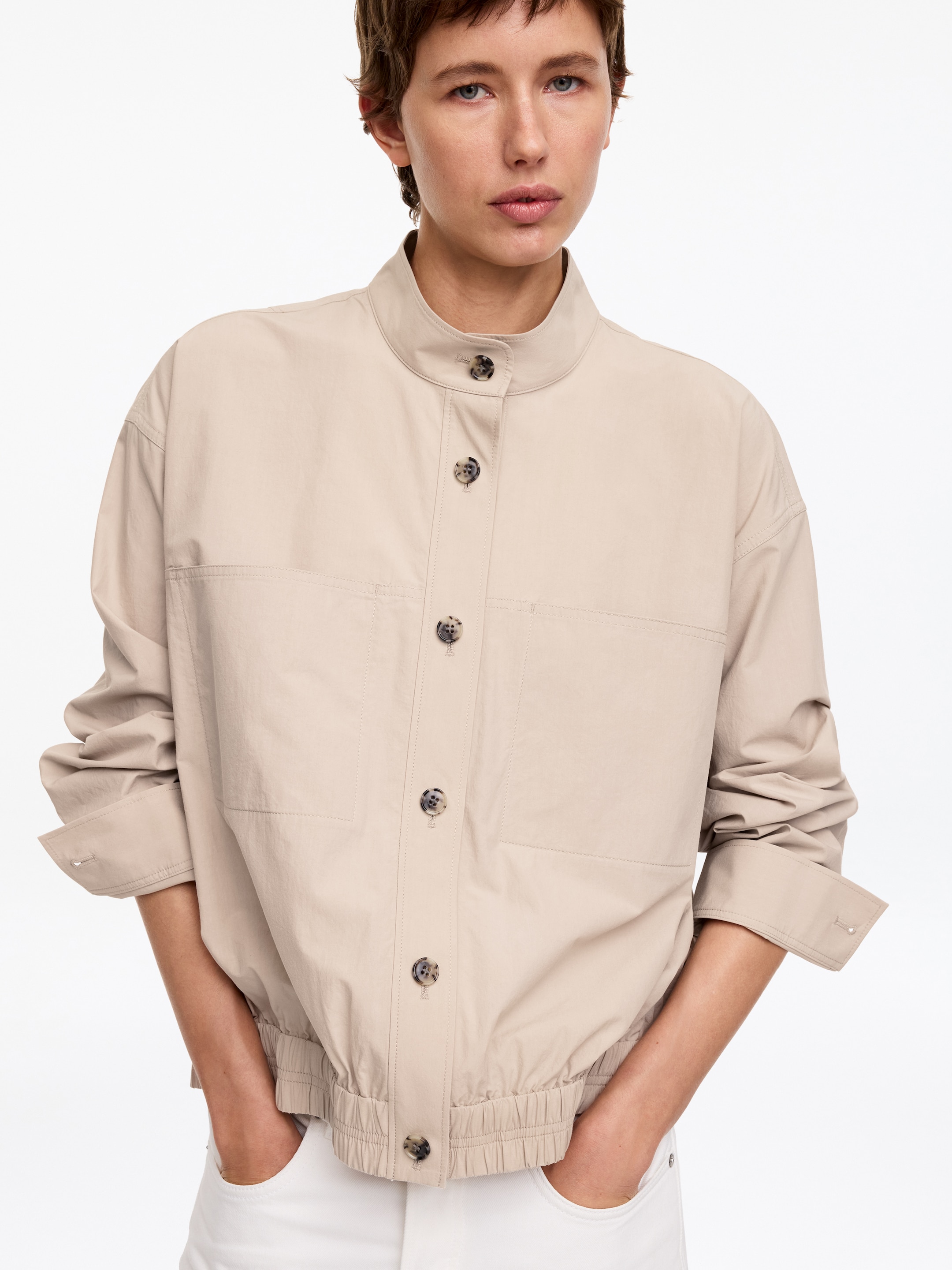 Pima Cotton Overshirt - Beige - Regular fit - Women - StillMedia/Lookbook - 4