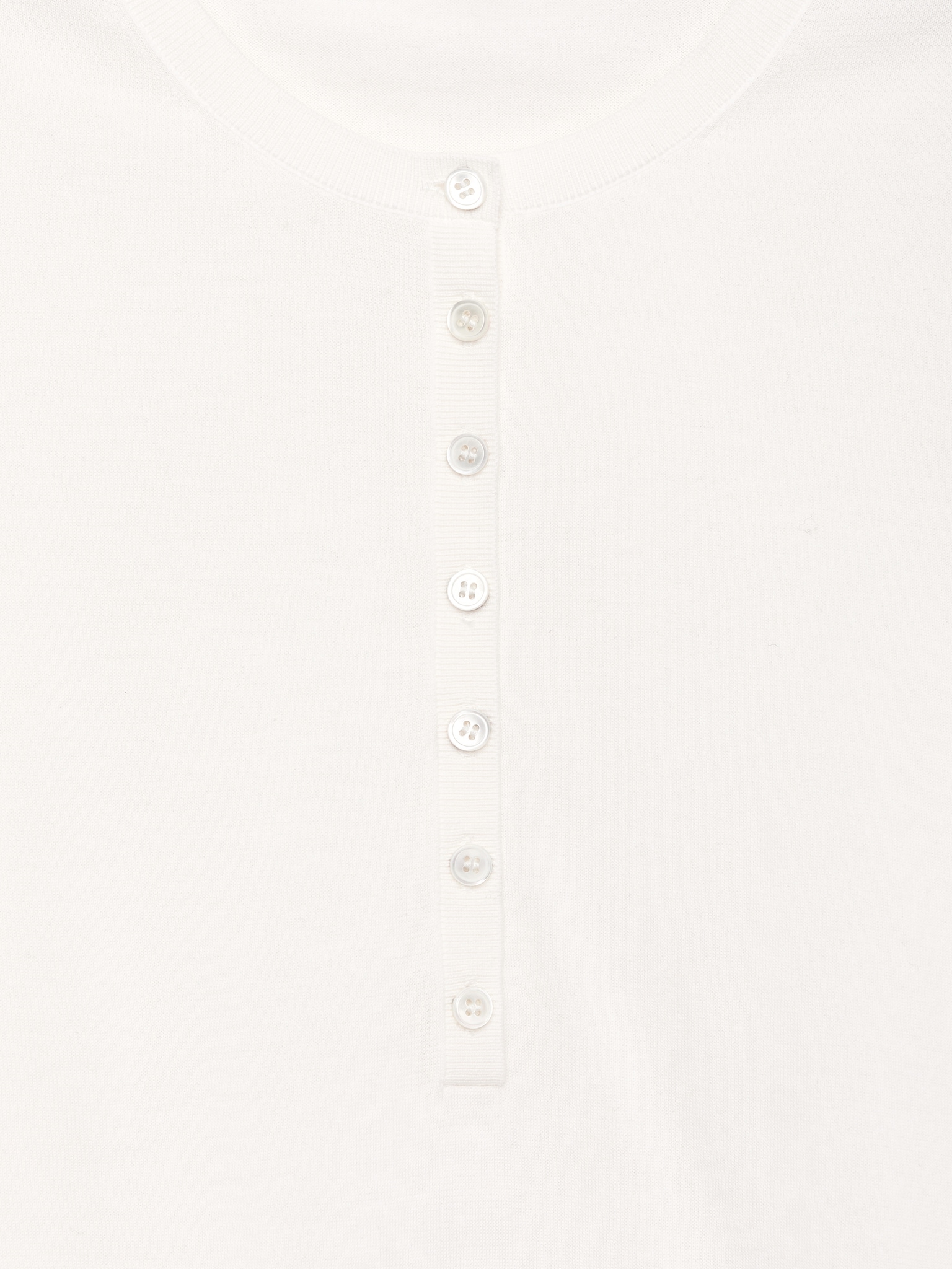 Bawełniany top henley - Biały - 6