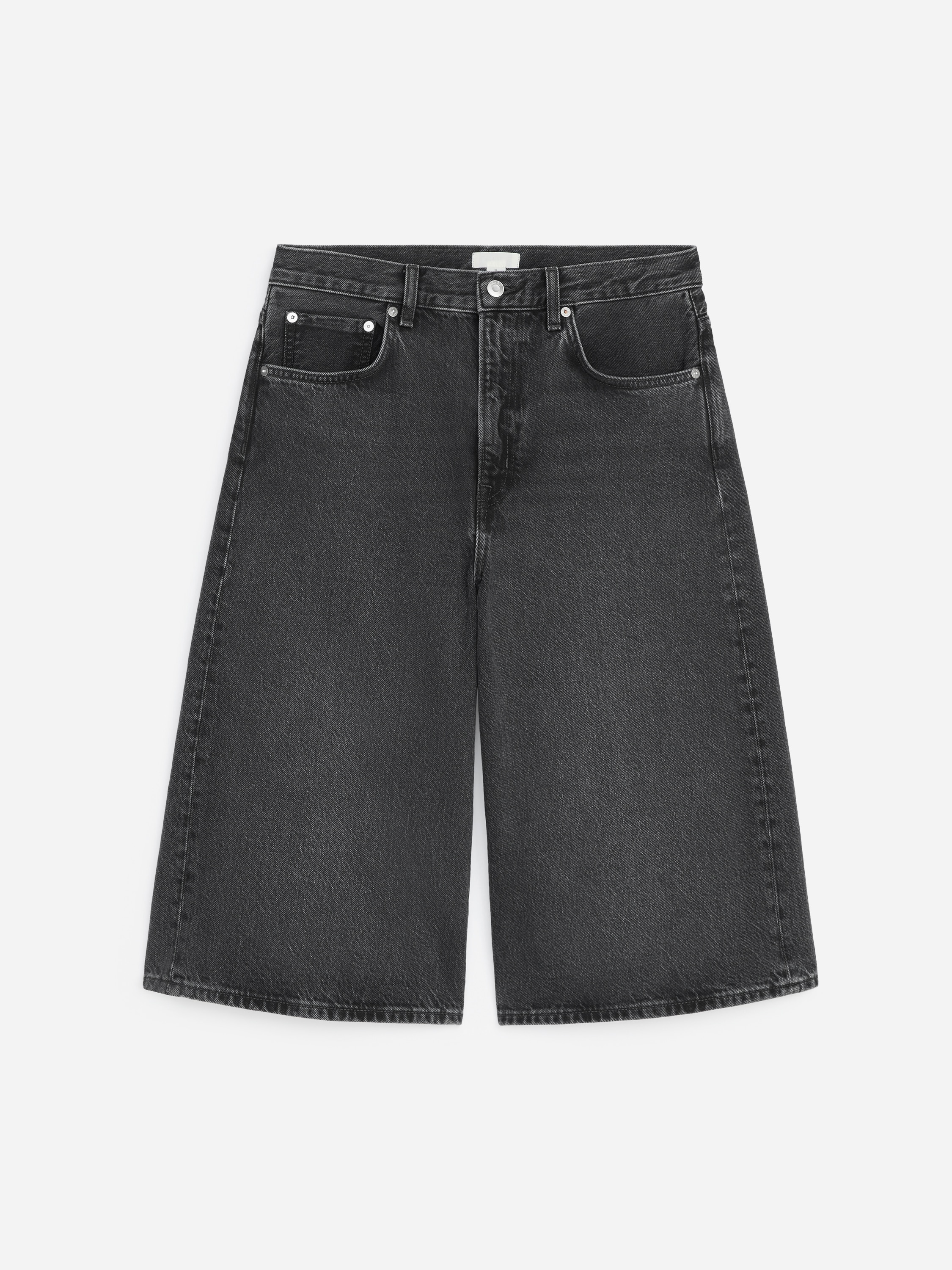 Lange denimshorts - Svart/Offwhite