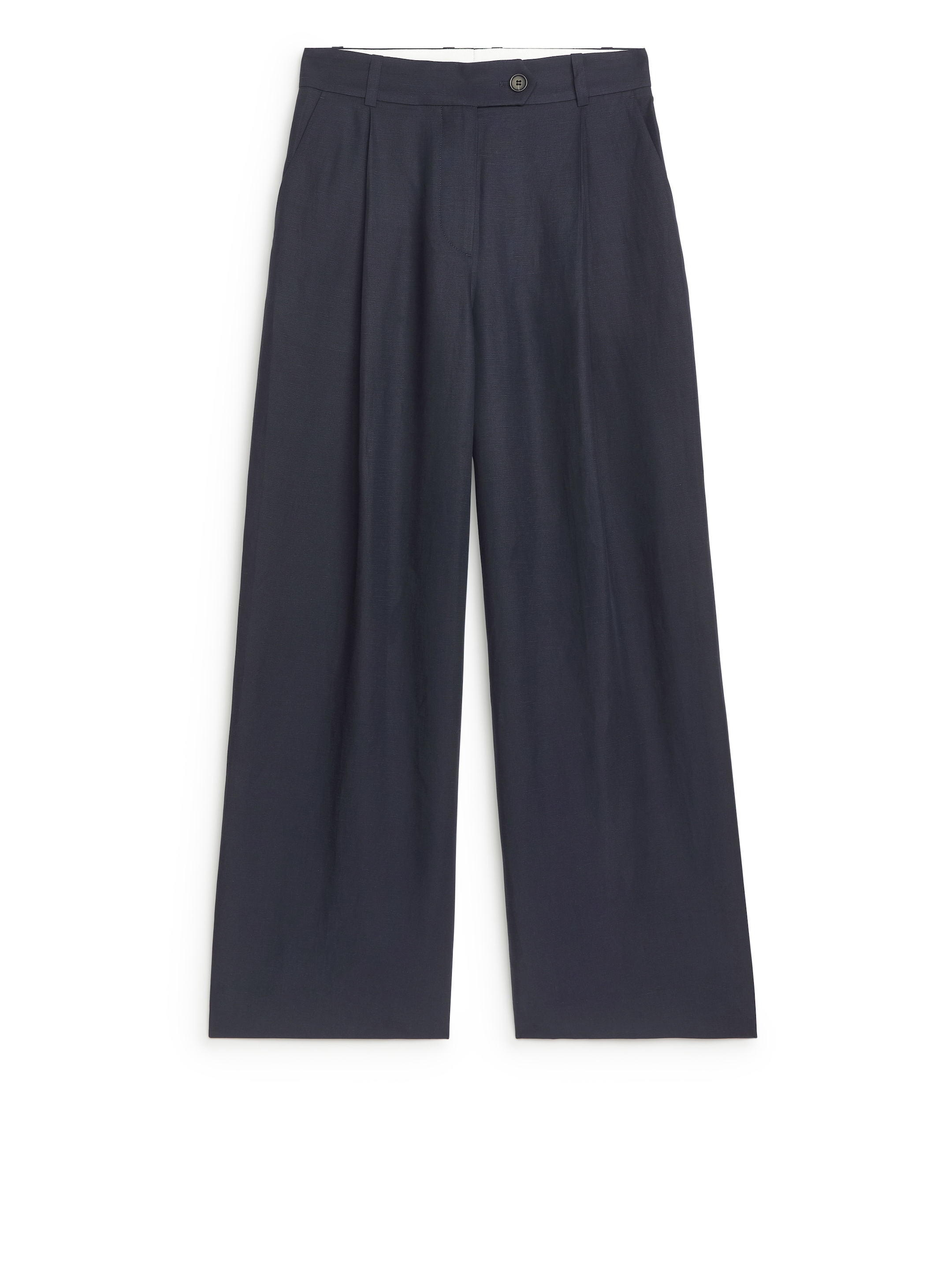 Byxor i lyocell och linne - Mörkblå - Loose fit - Women - StillMedia/DescriptiveStillLife - 2