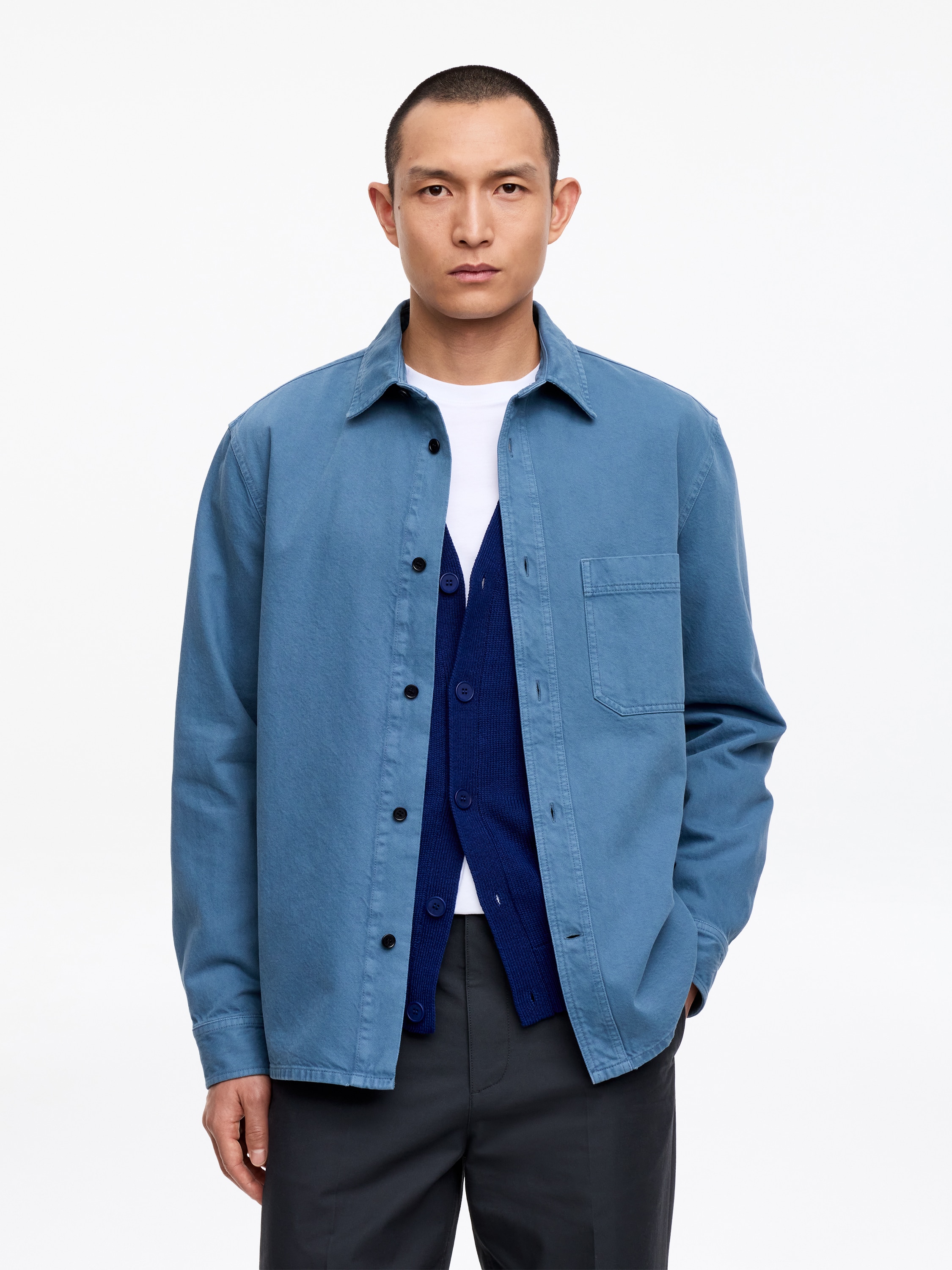 Sobrecamisa de algodón - Azul/Beige/Marrón