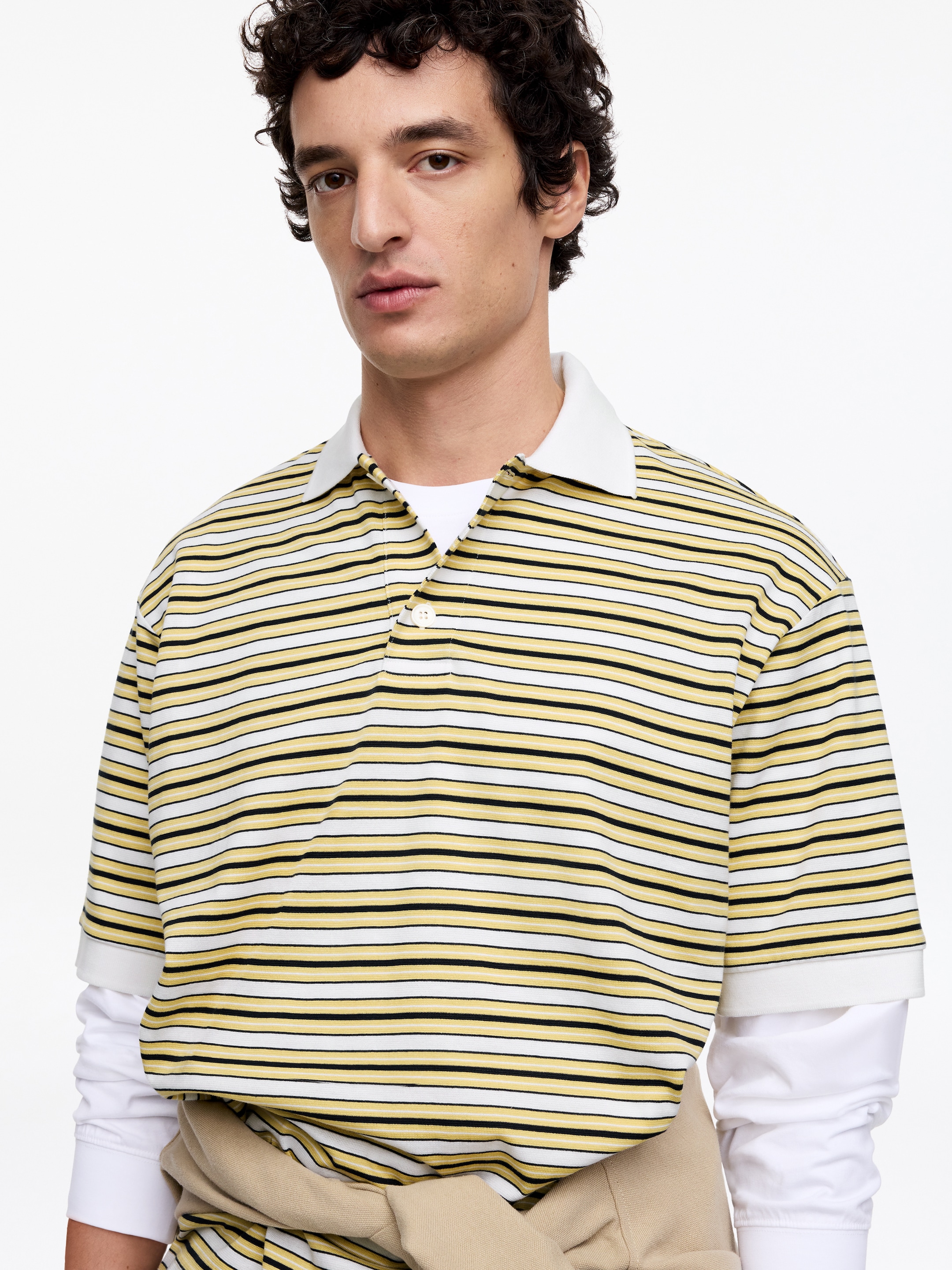 Short-Sleeve Polo Shirt - Yellow/Striped - Relaxed fit - Men - StillMedia/Lookbook - 3