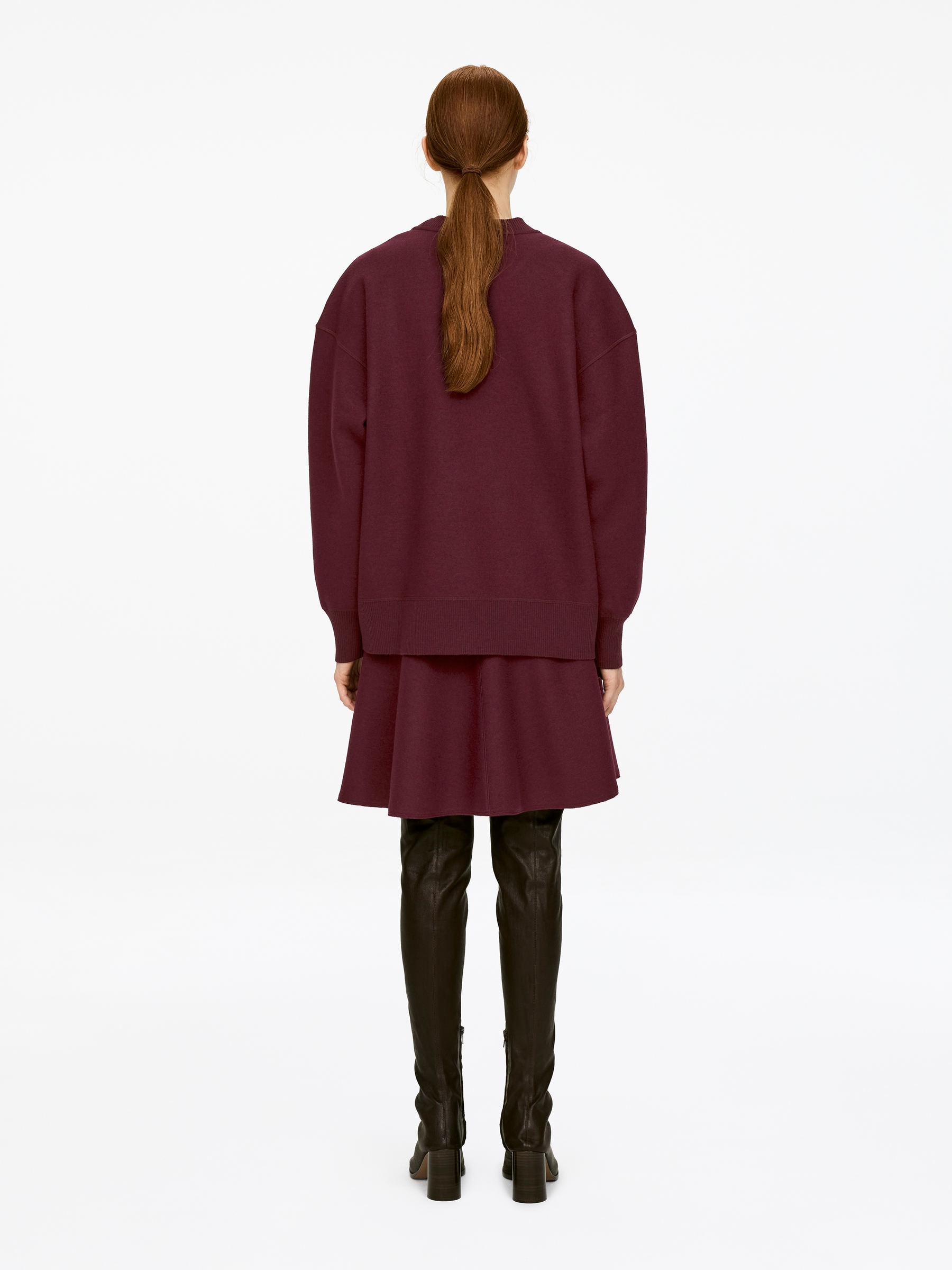 Dubbelvävd kjol i ullblandning - Mörkröd - Regular fit - Women - StillMedia/Lookbook - 6