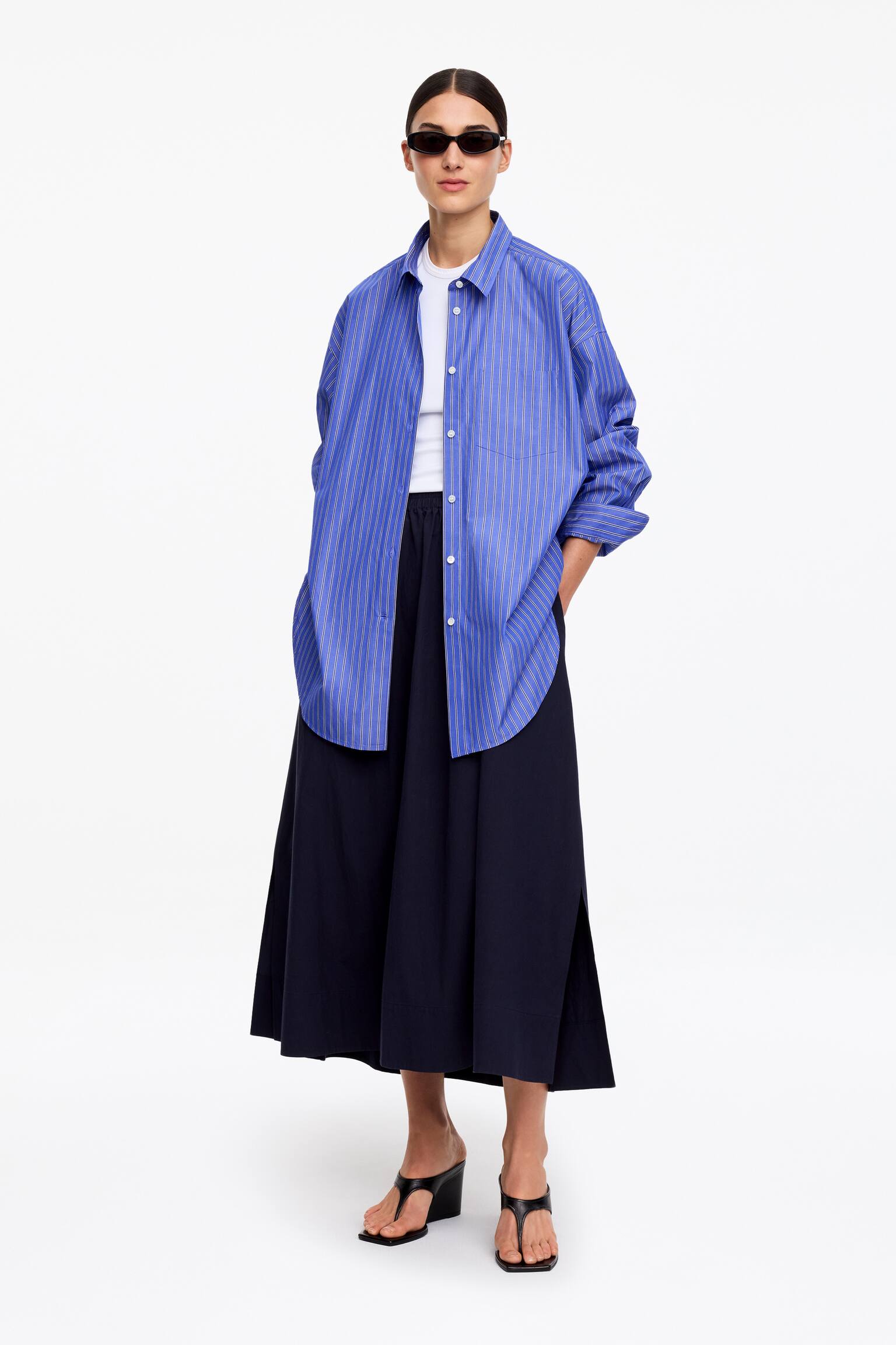 Cămașă supradimensionată - Albastru/În dungi - 6