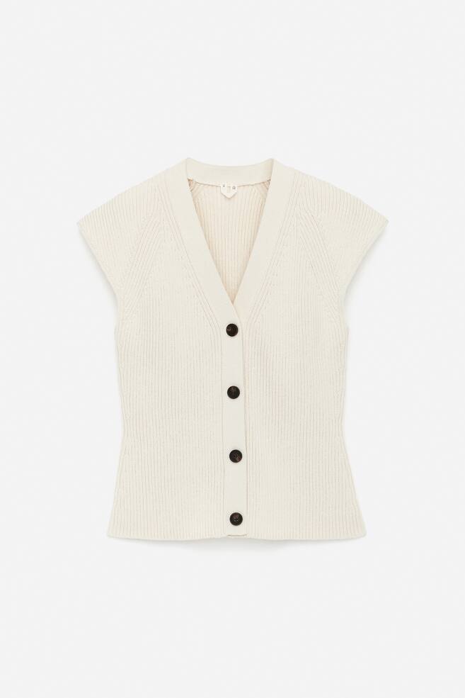 Top senza maniche lavorato a maglia - Bianco sporco - 1