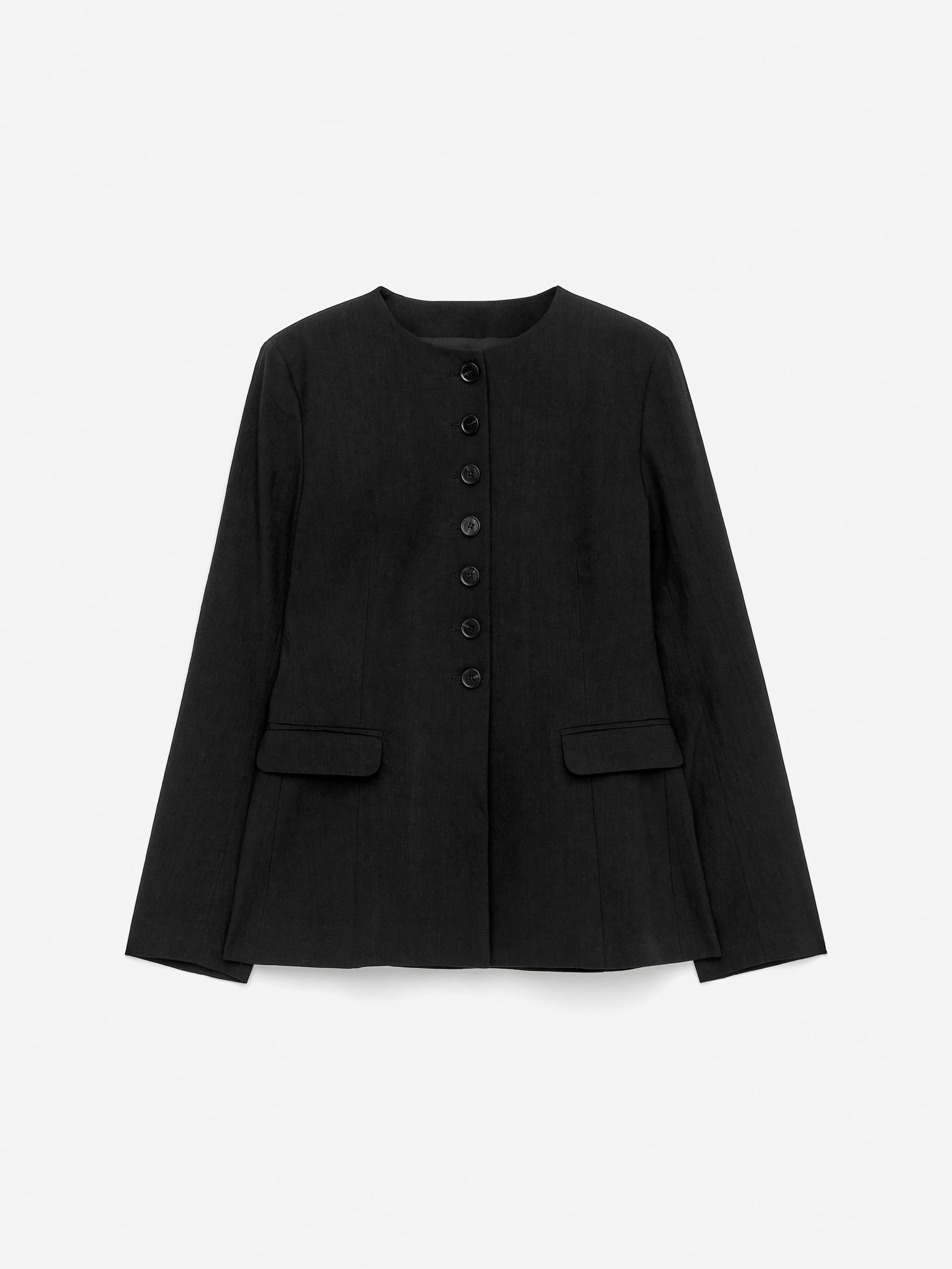 Blazer in misto lino-#1a1a19-15189