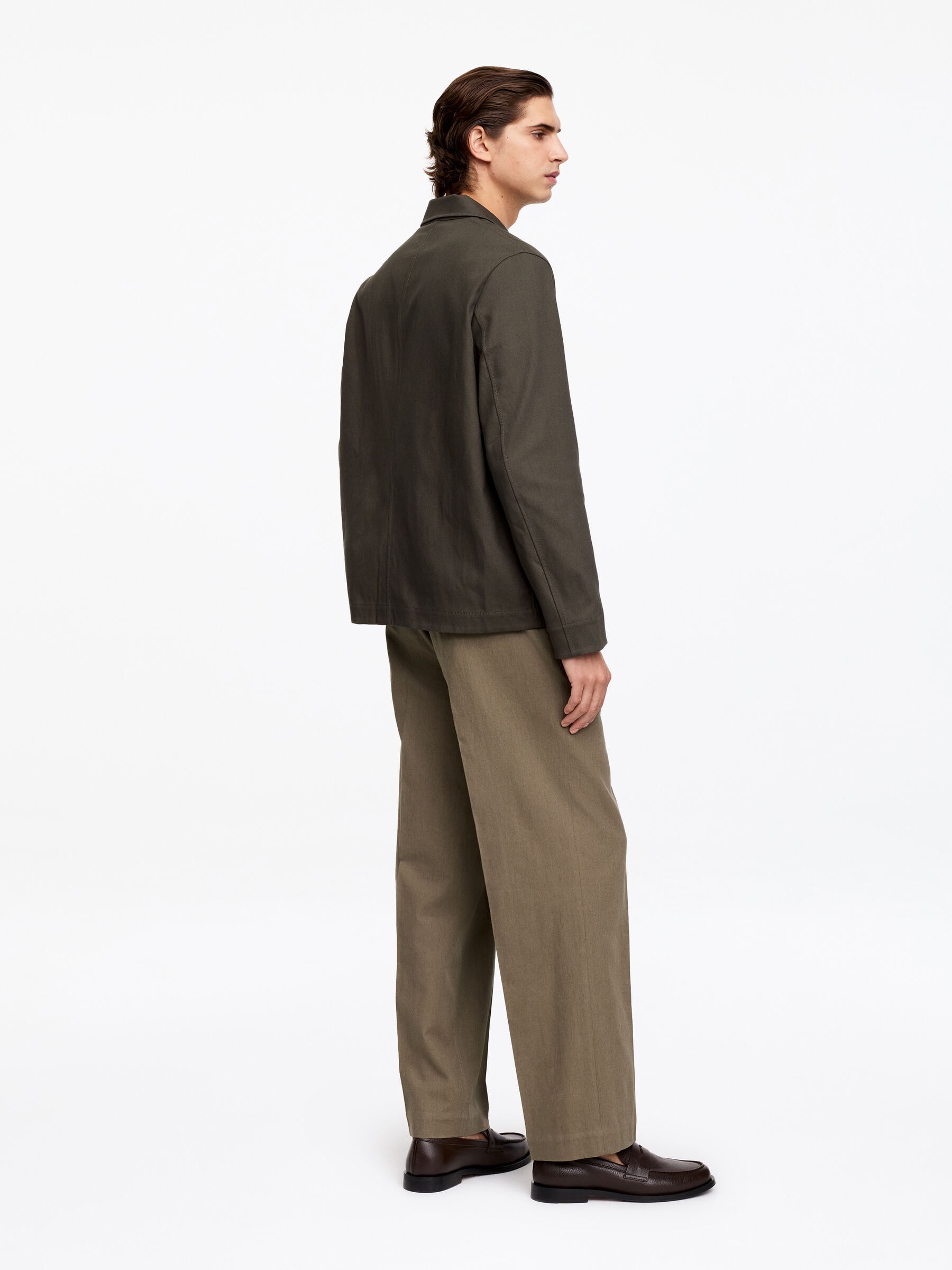 Pantalon ample en mélange de lin - Taupe foncé - Loose fit - Homme - StillMedia/Lookbook - 3