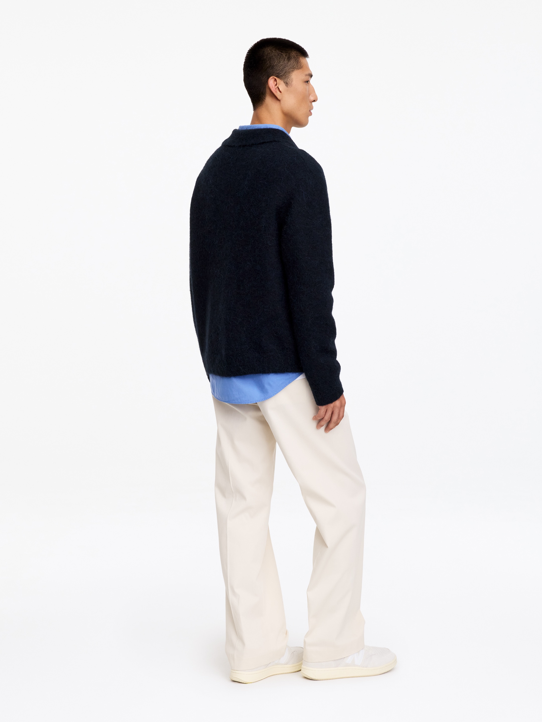 Alpaca Wool Blend Polo Shirt - Dark Blue - Loose fit - men - StillMedia/Lookbook - 5