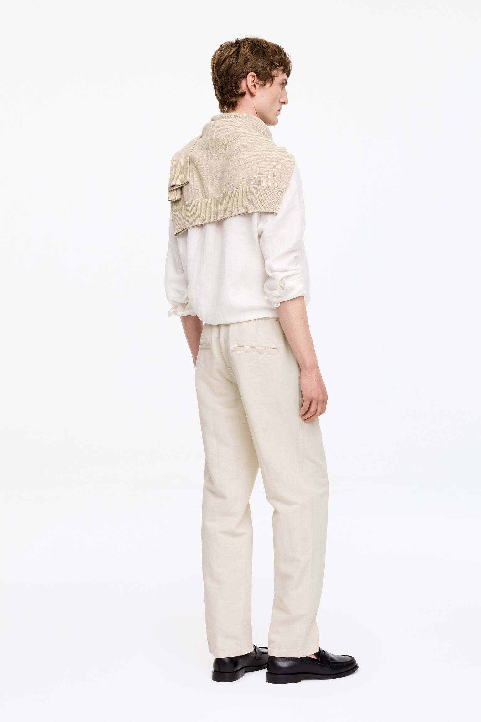 Byxor i linneblandning - Beige/Svart/Brun/Mörkblå - 7