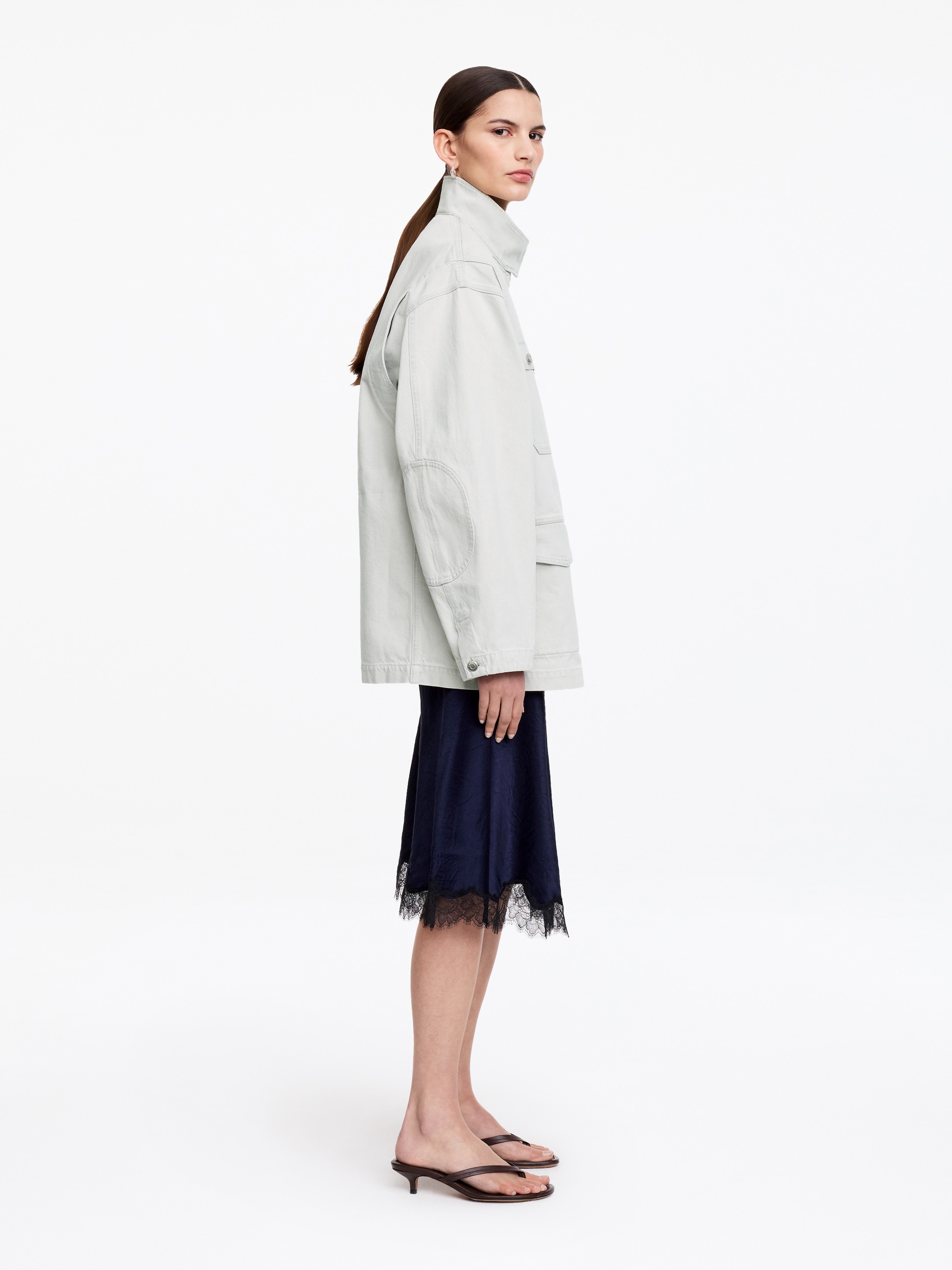 Chaqueta con cuello alto - Blanco roto - Corte relajado - Women - StillMedia/Lookbook - 3
