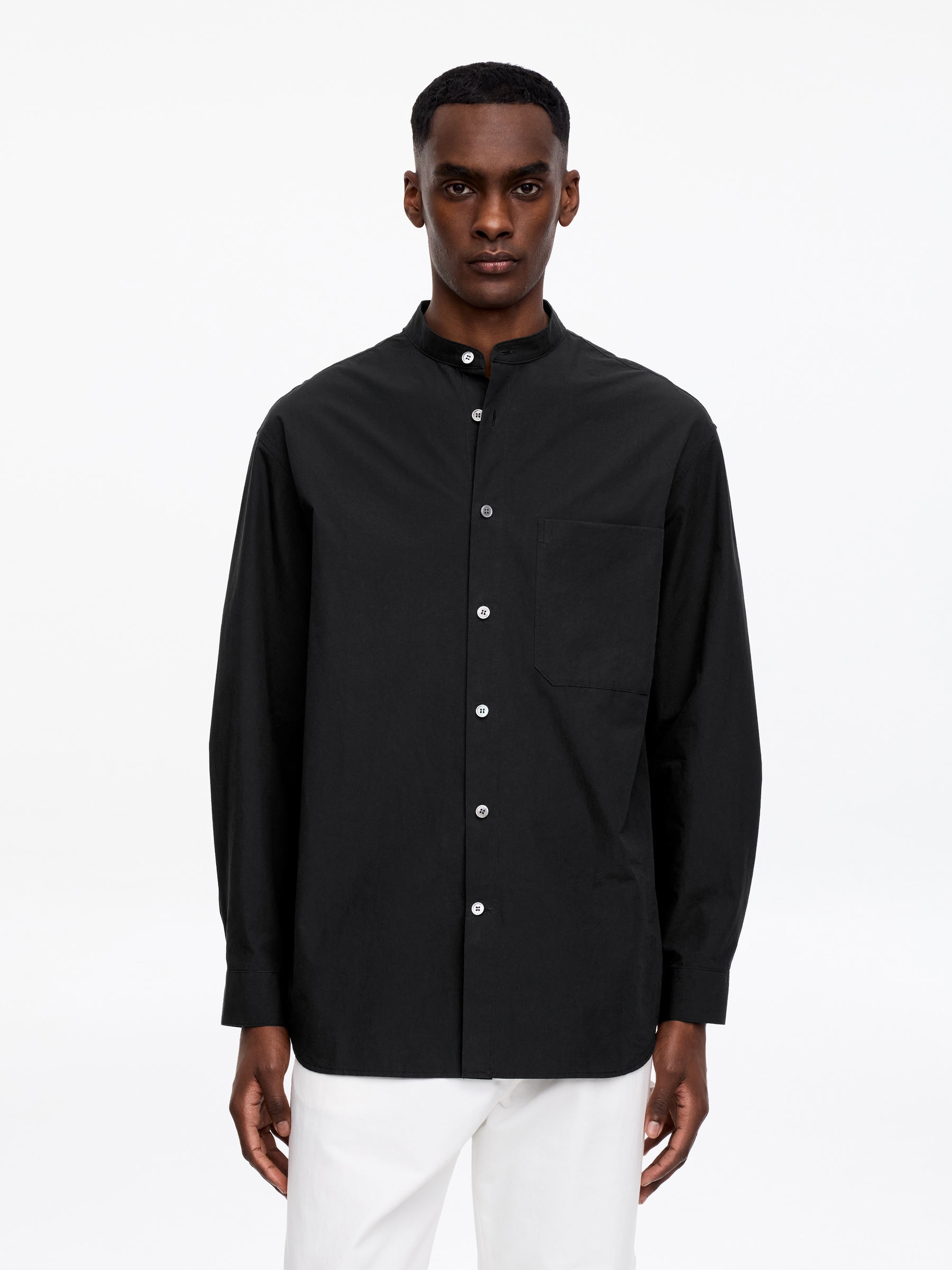 Band-Collar Poplin Shirt-#232327-18227