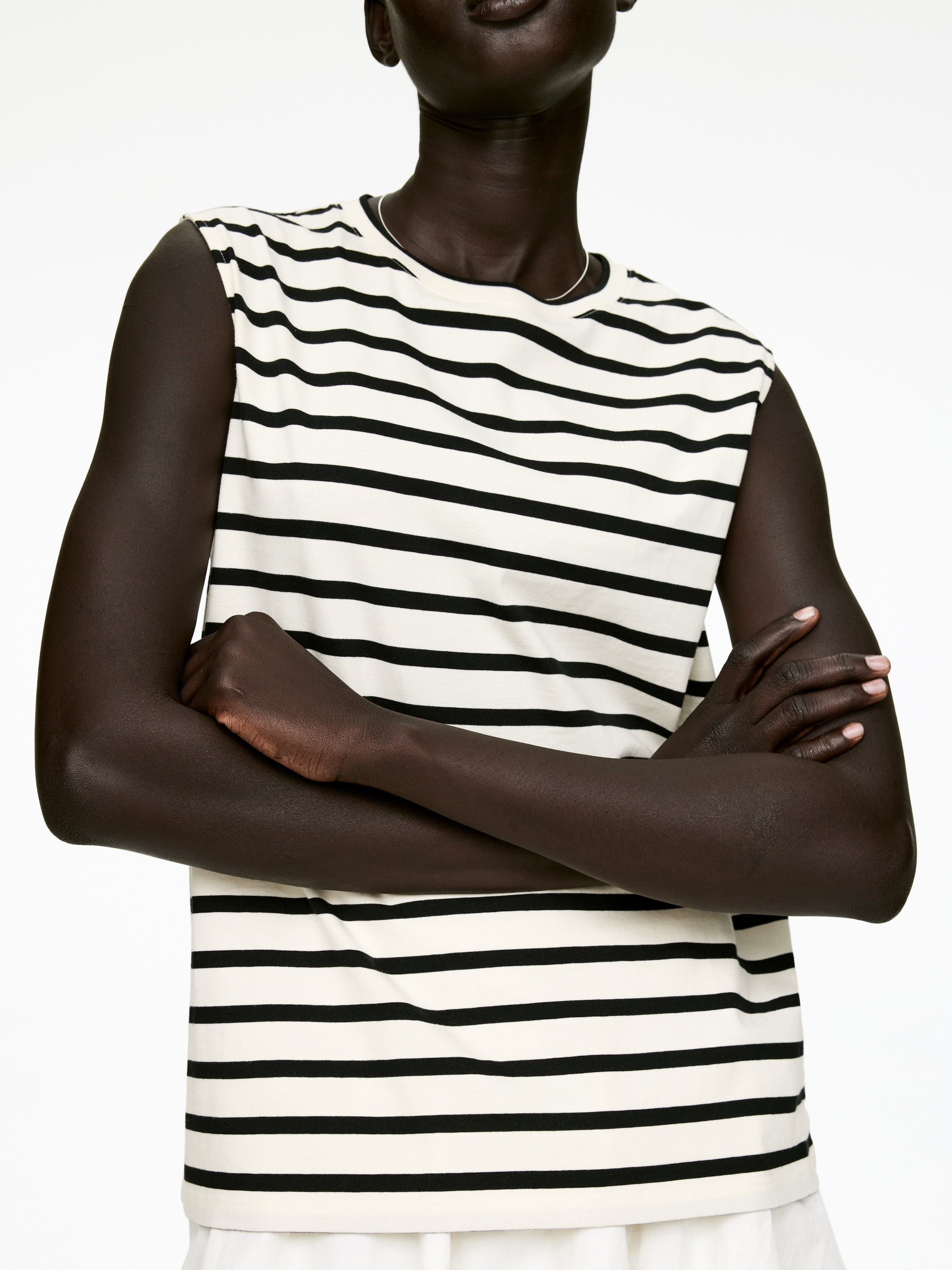 Grotere afbeelding bekijken: Loose Fit Tank Top - Black/Off White - DAMES | H&M BE 4