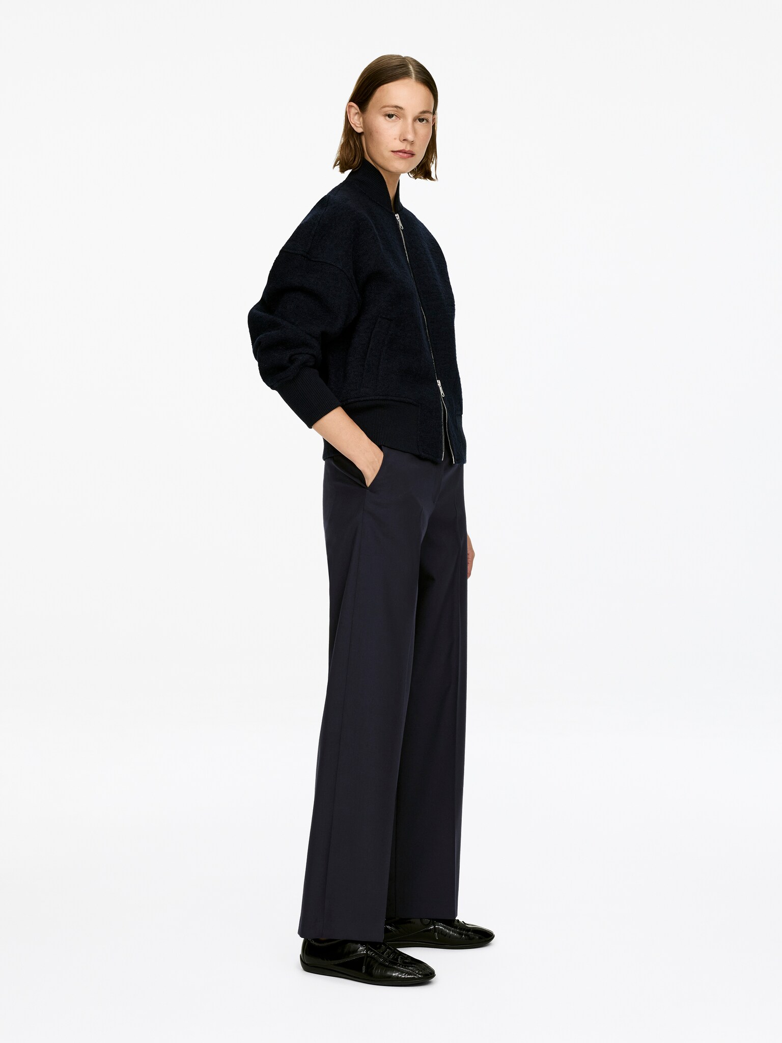 Pantalon en laine nattée - Bleu foncé/Vert foncé - 3