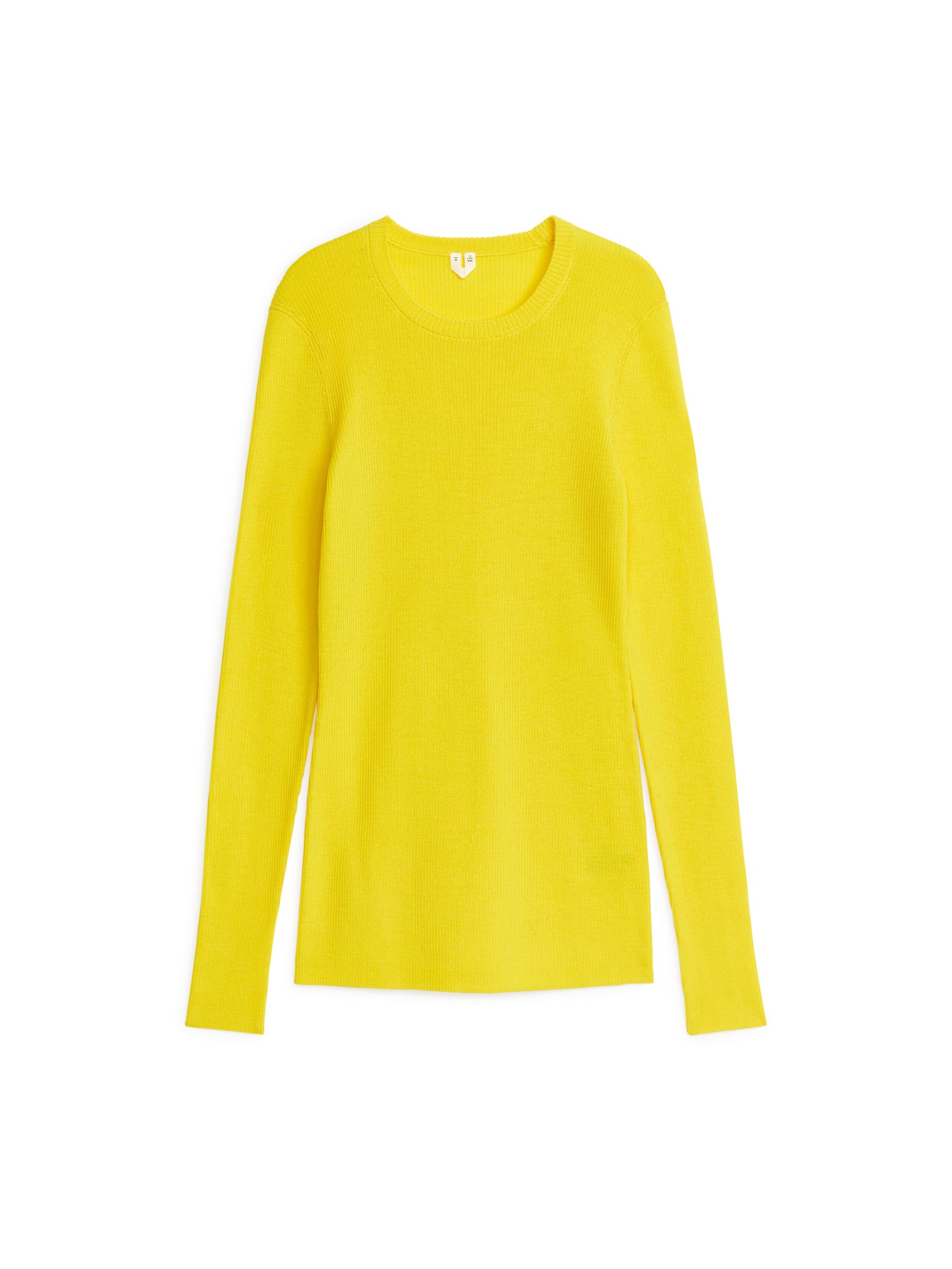 Haut côtelé en maille de laine mérinos-#F4E24B-10938