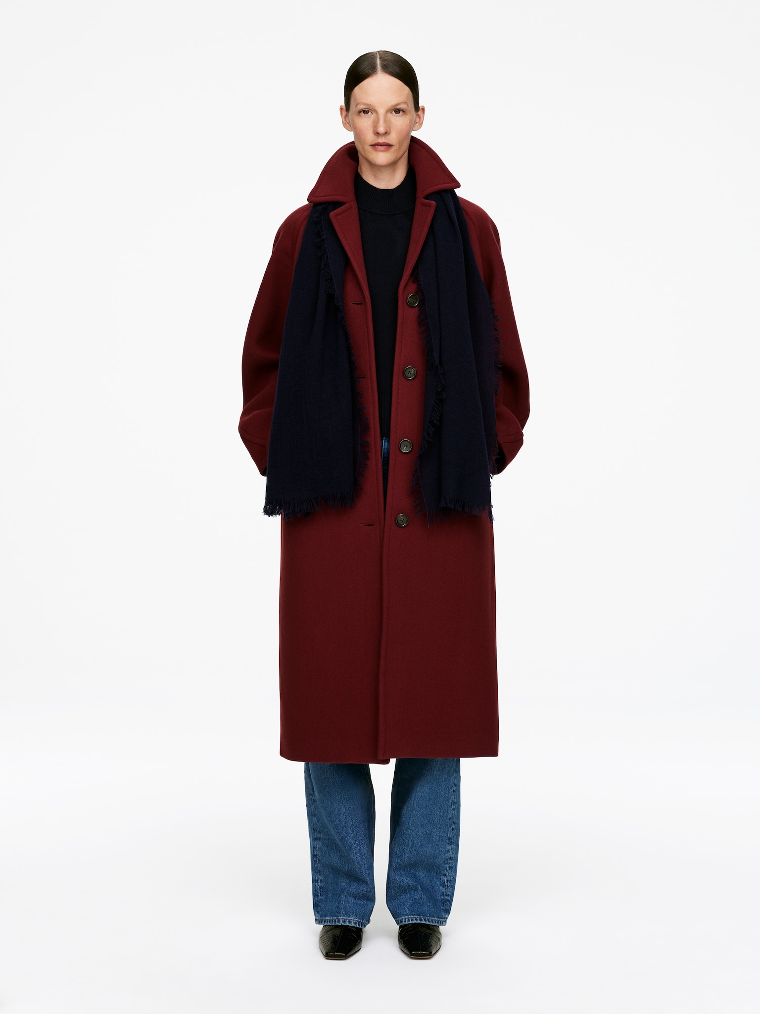 Écharpe en laine légère - Bleu foncé/Beige/Multicolore/Gris foncé - 4
