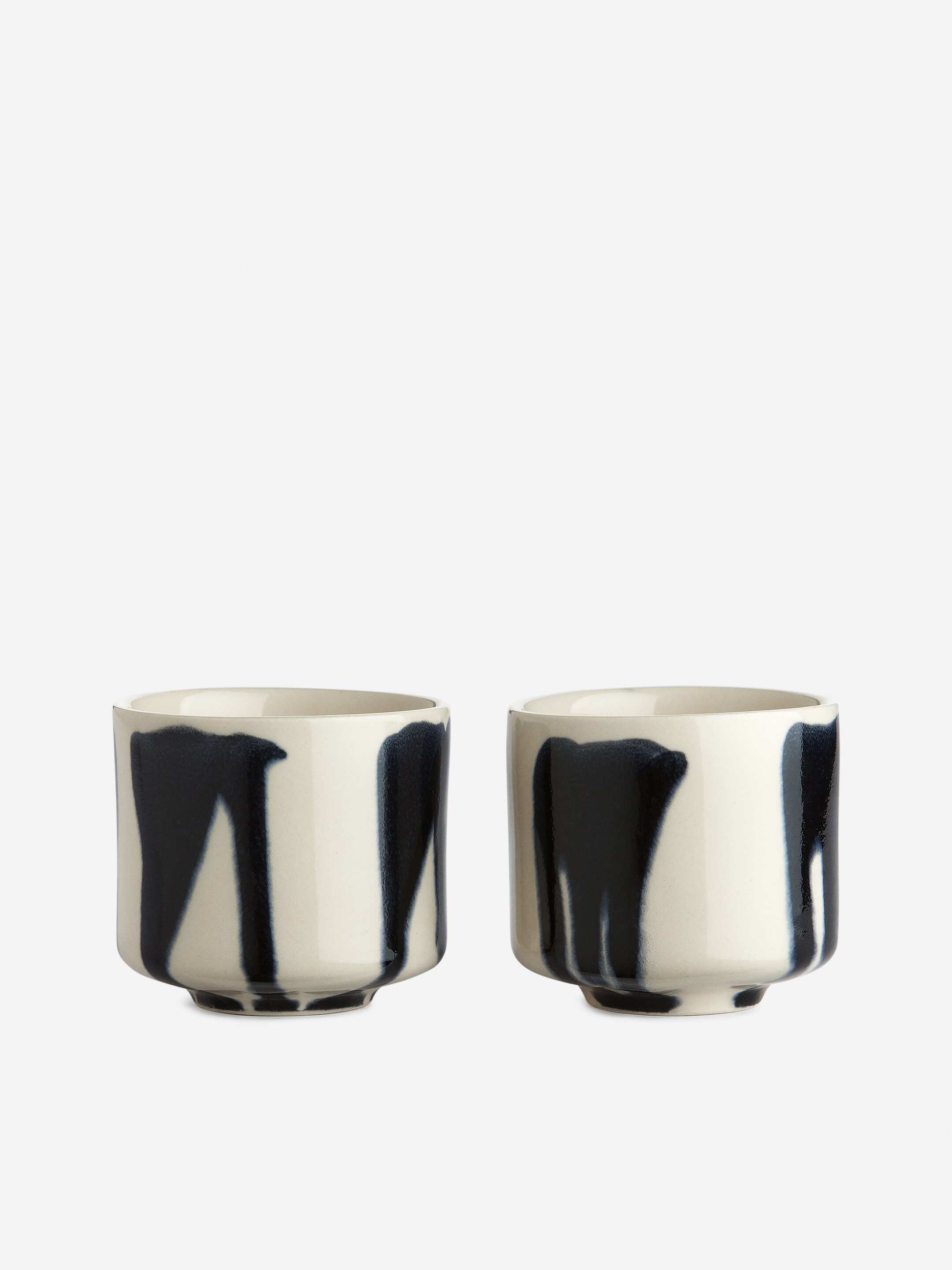View larger image: Stoneware Cups Set of 2 - Off White/Blue Splash - Home All | H&M GB 1