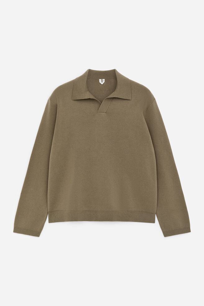 Poloshirt aus Baumwolle und Seide - Khaki/Dunkelblau/Braun - 1