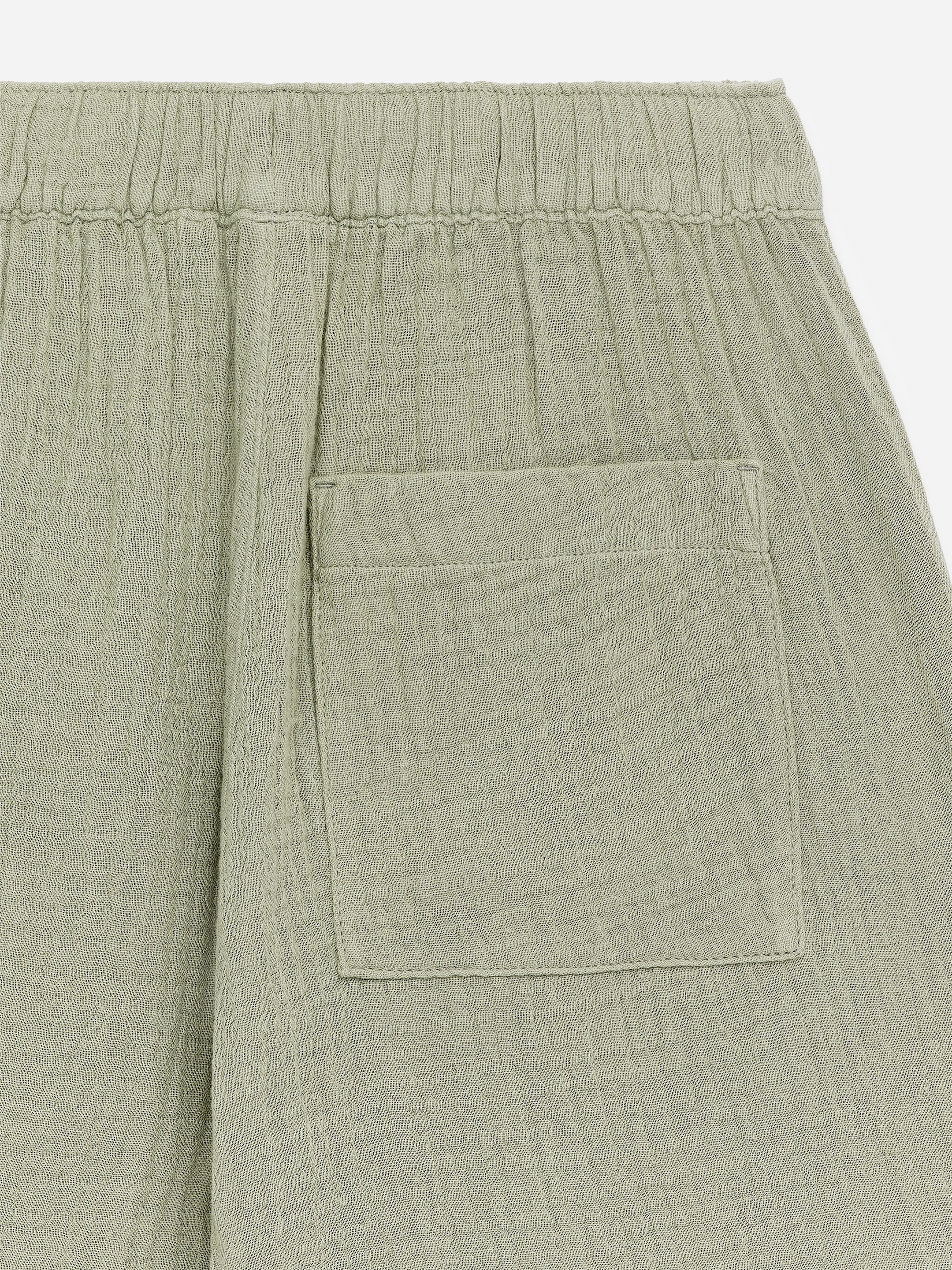 Cotton Muslin Pull-On Shorts - Khaki Green - Relaxed fit - Children - StillMedia/DescriptiveDetail - 3