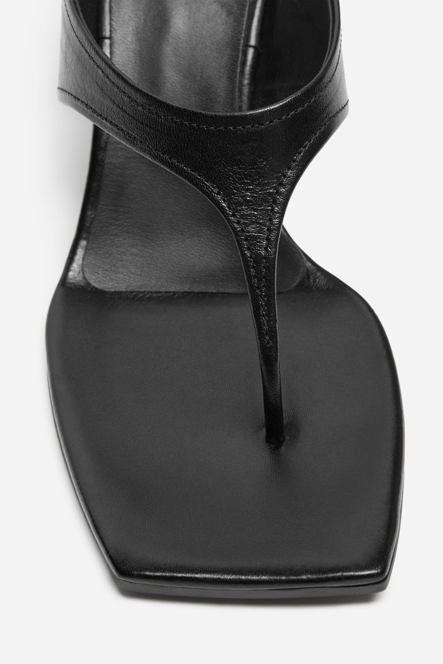 Sandales tong compensées en cuir - Noir - 5