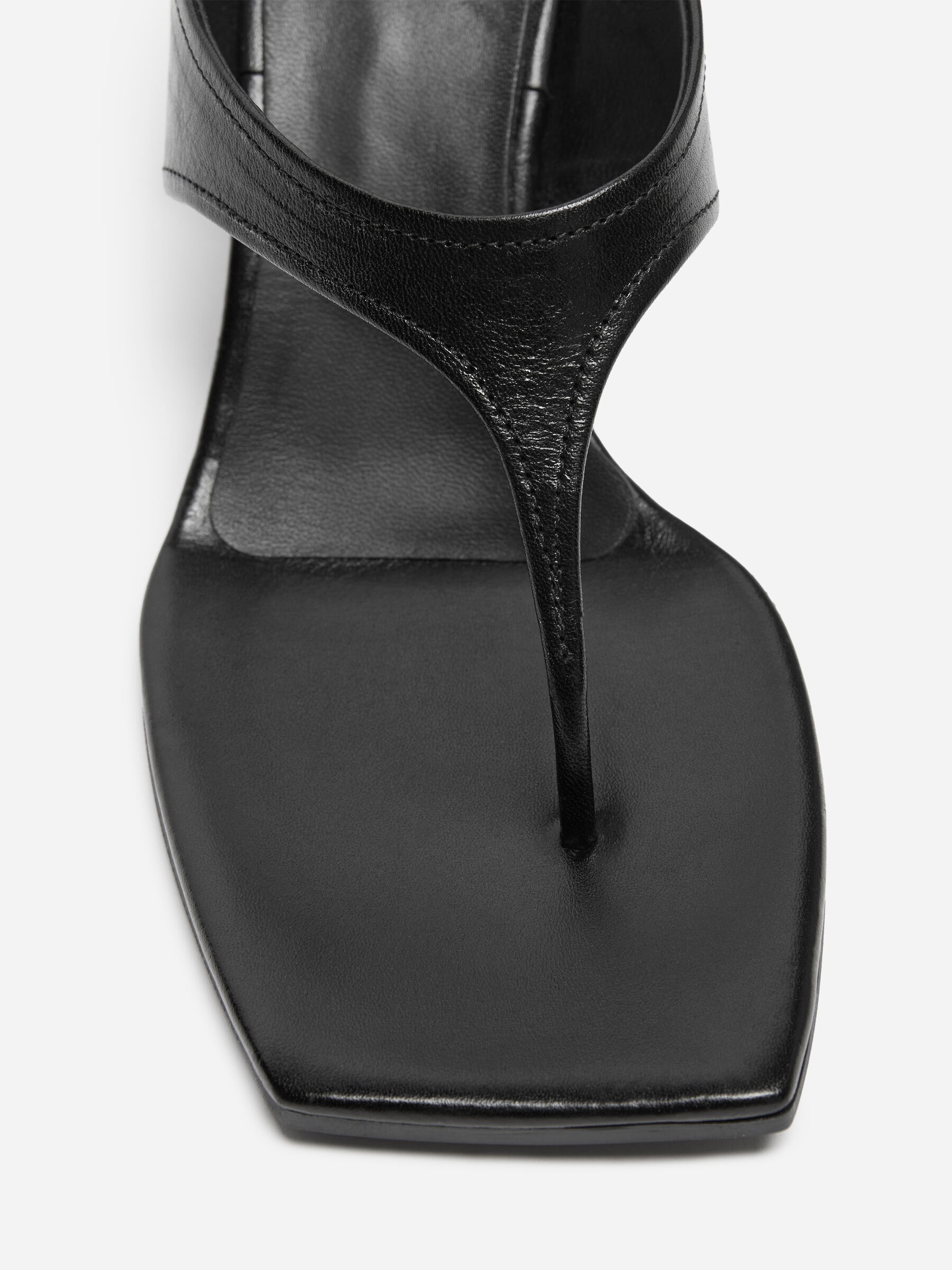 Leather Wedge Flip-Flop Sandals - Black - Women - StillMedia/DescriptiveDetail - 5