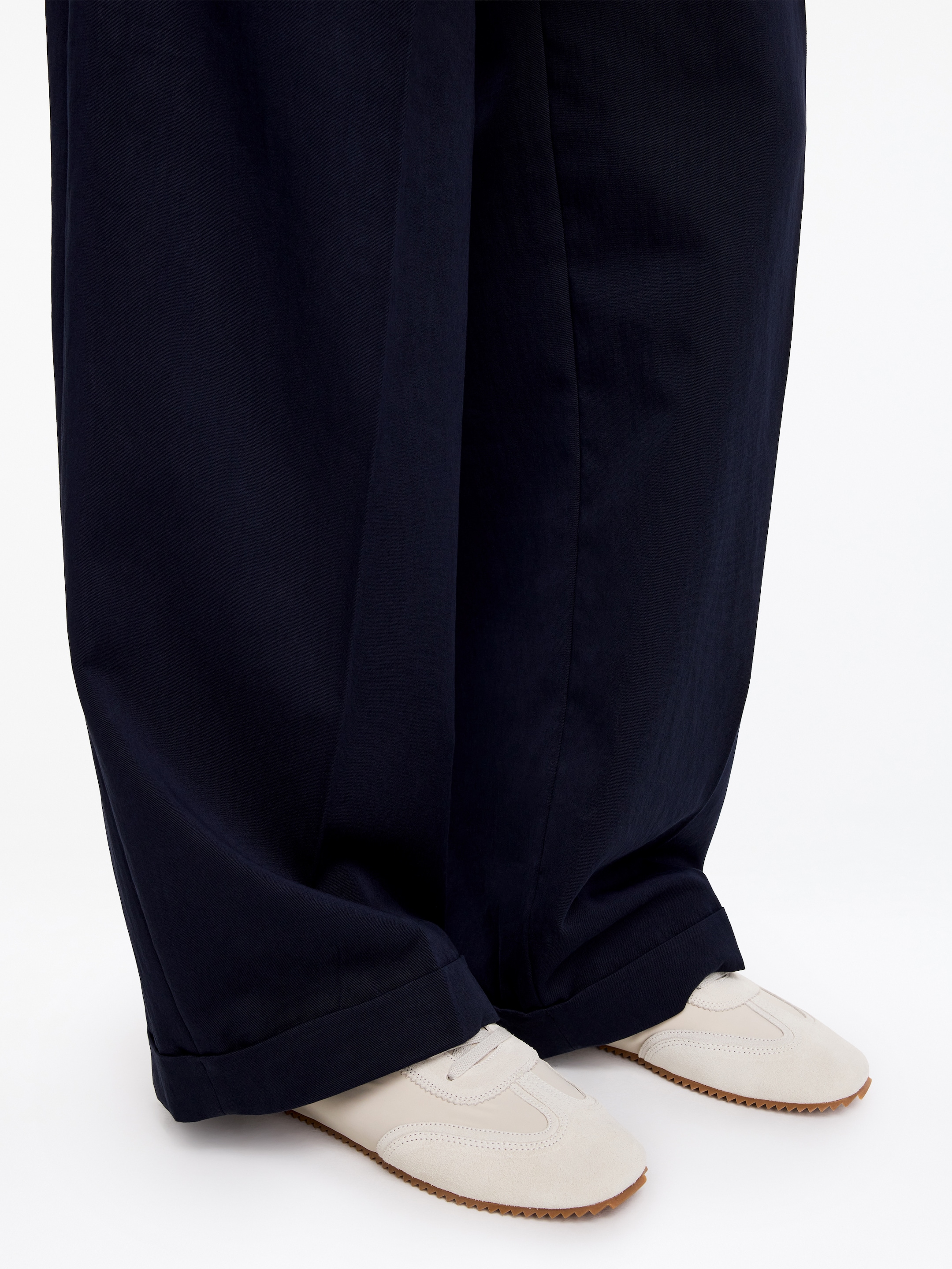 Suede Nylon Trainers-#F4F3E9-19799