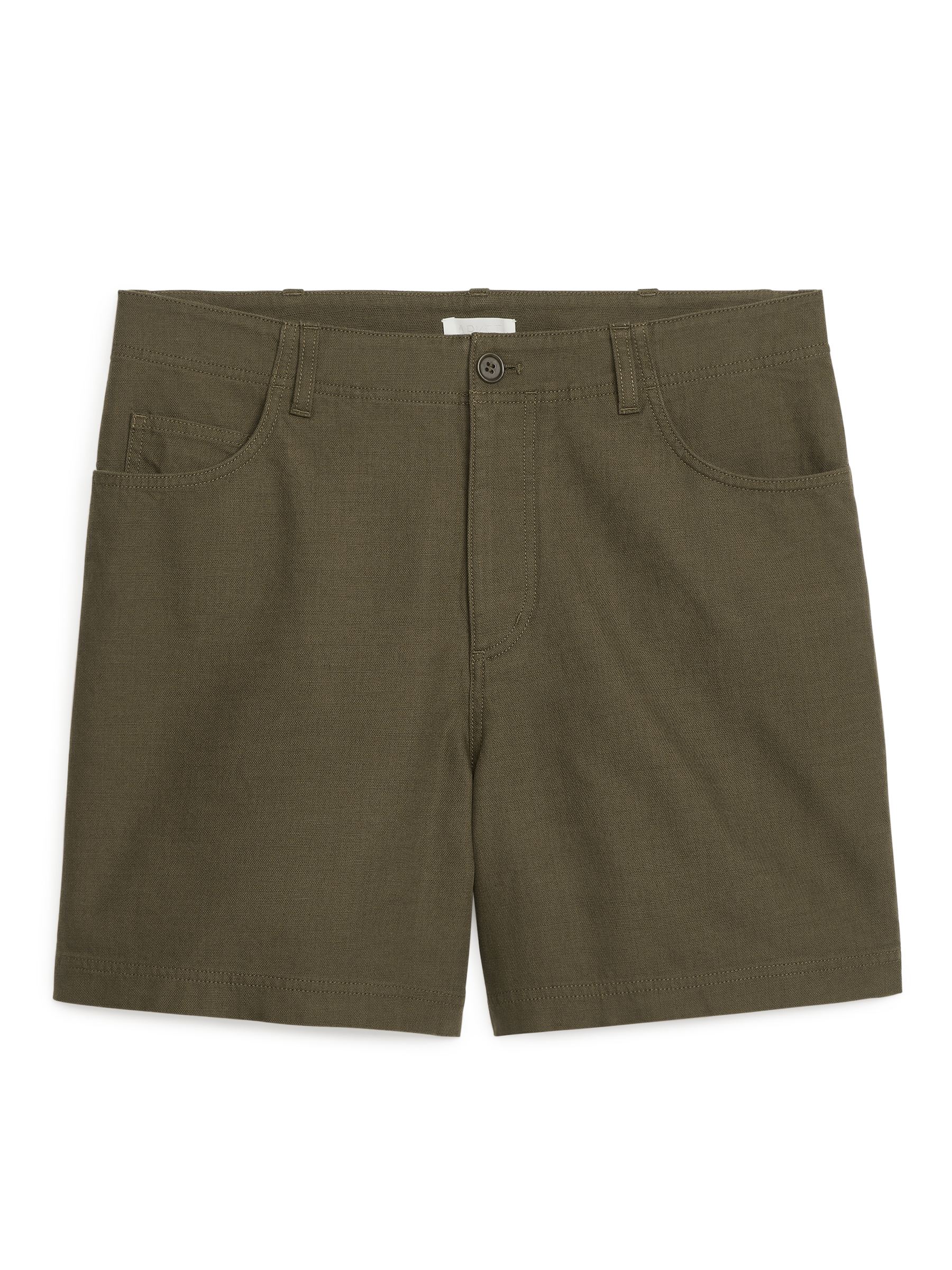 Cotton-Linen Shorts-#5D5247-2287