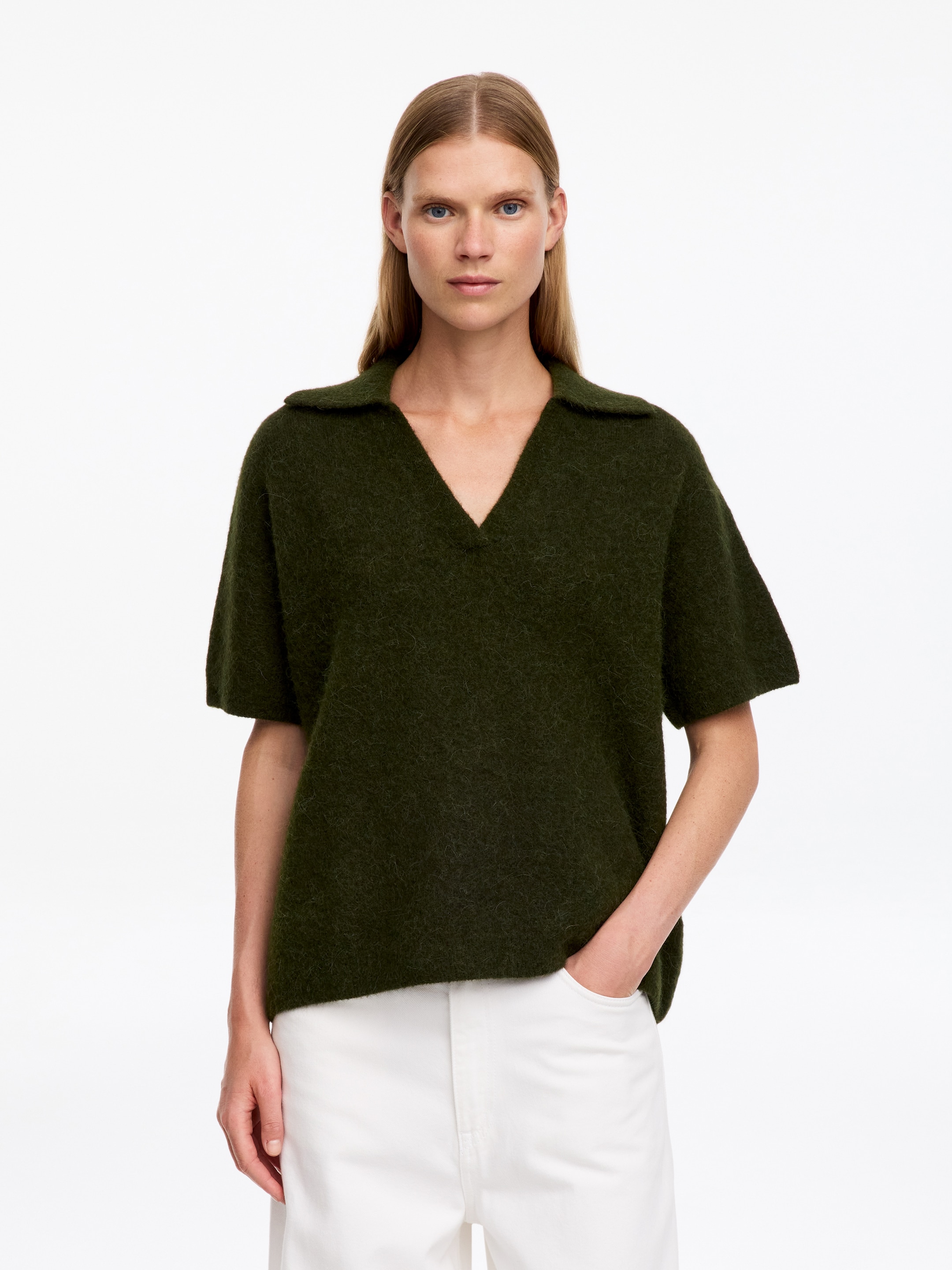 Maglione in stile polo-Green-20299