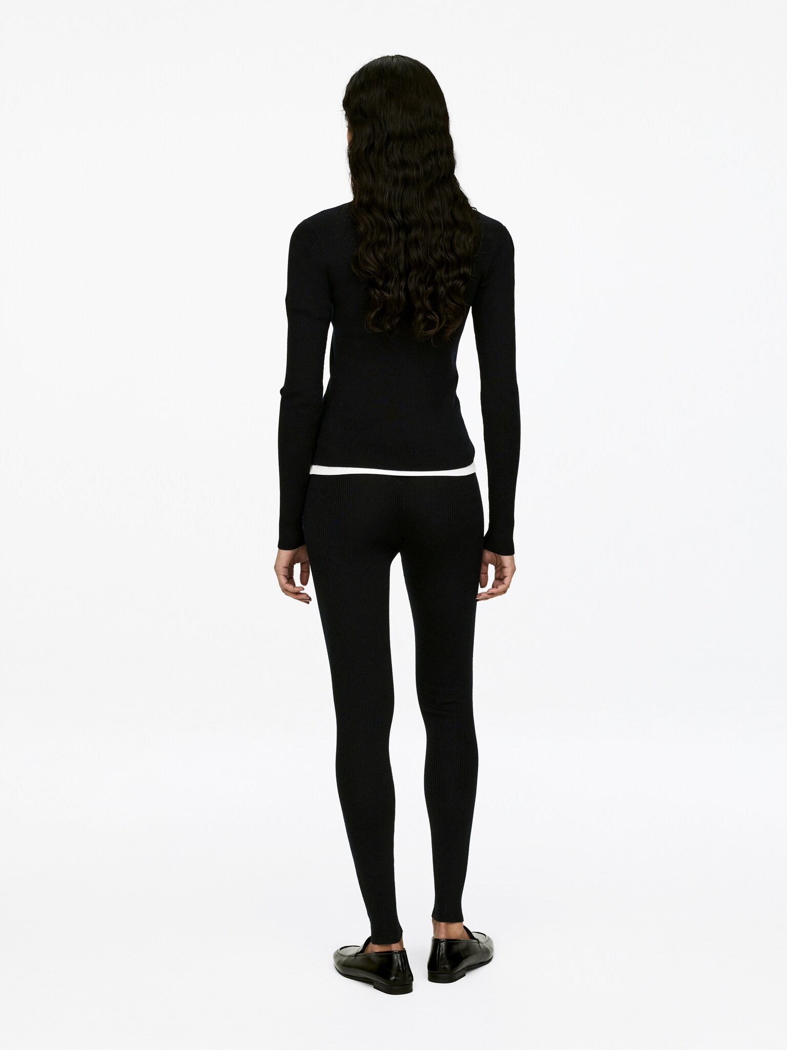 Leggings côtelés en mérinos - Noir - 5