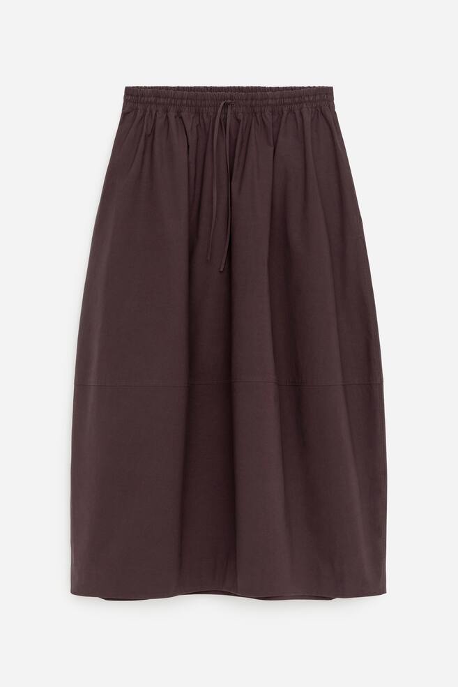Cotton Midi Skirt - Dark Brown/Light Beige - 1