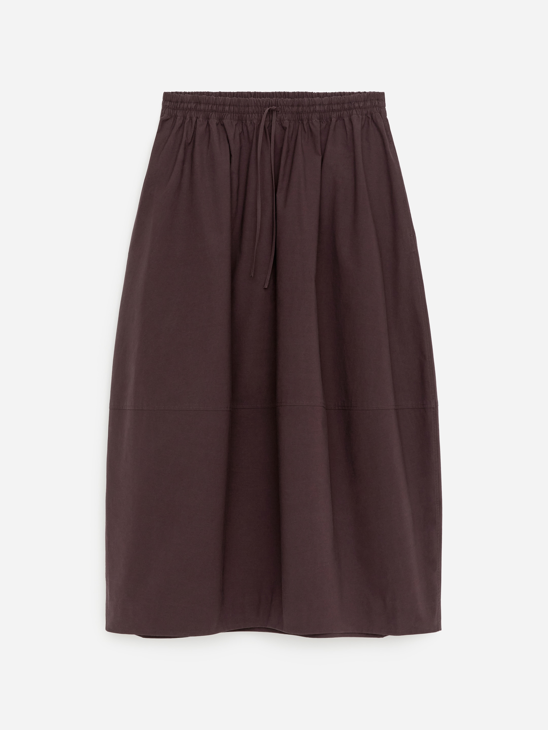 Cotton Midi Skirt-Brown-18521